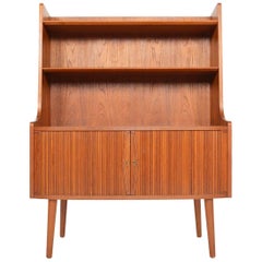 Danish Mid-Century Modern Short Tambour Bookcase in Teak