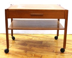 Danish Mid-Century Modern Side Table on Casters