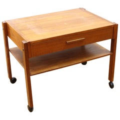 Danish Mid-Century Modern Side Table on Casters
