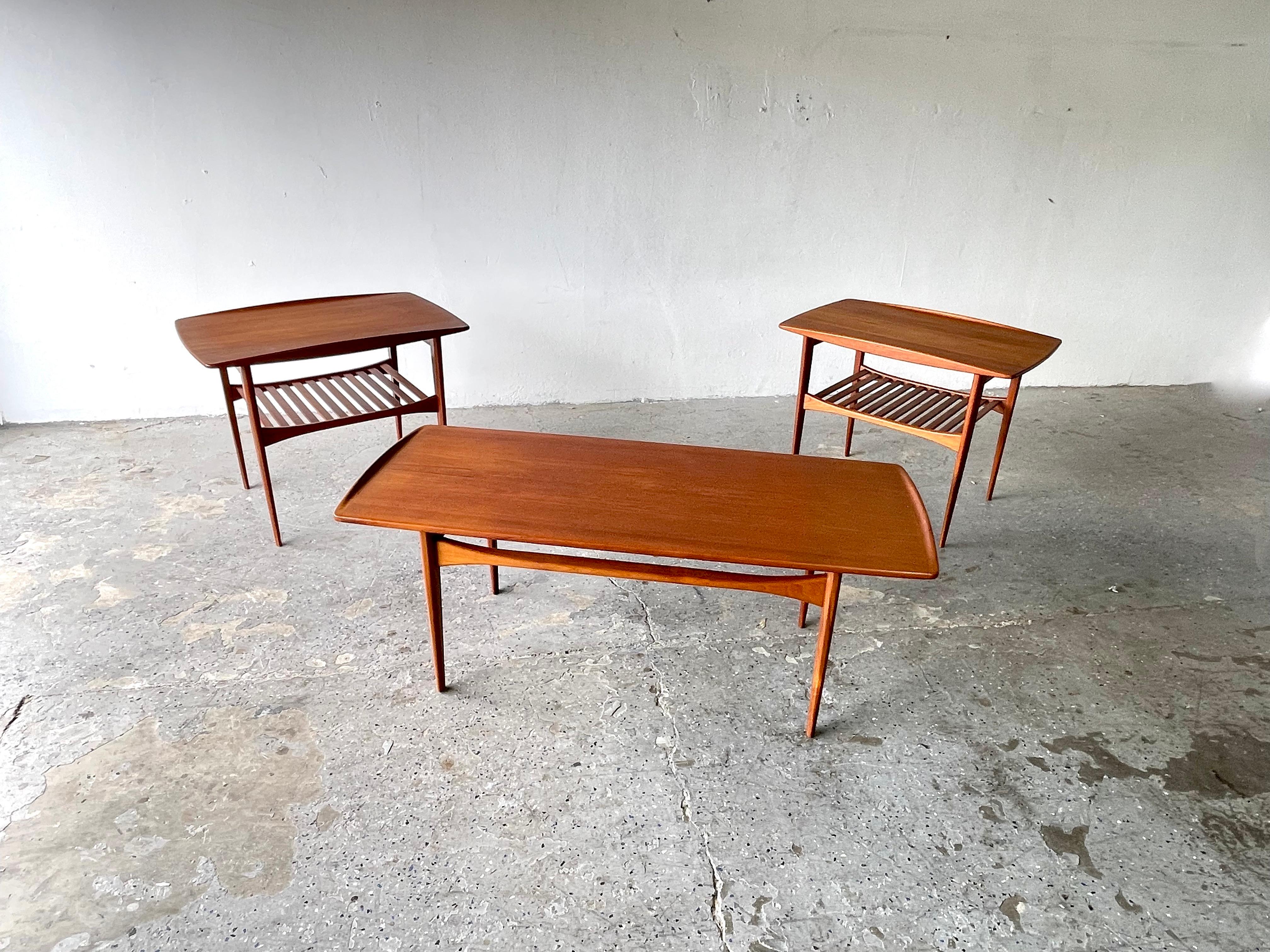 Danish Mid Century Modern Side Tables Tove & Edvard Kindt-Larsen France & Sons 5