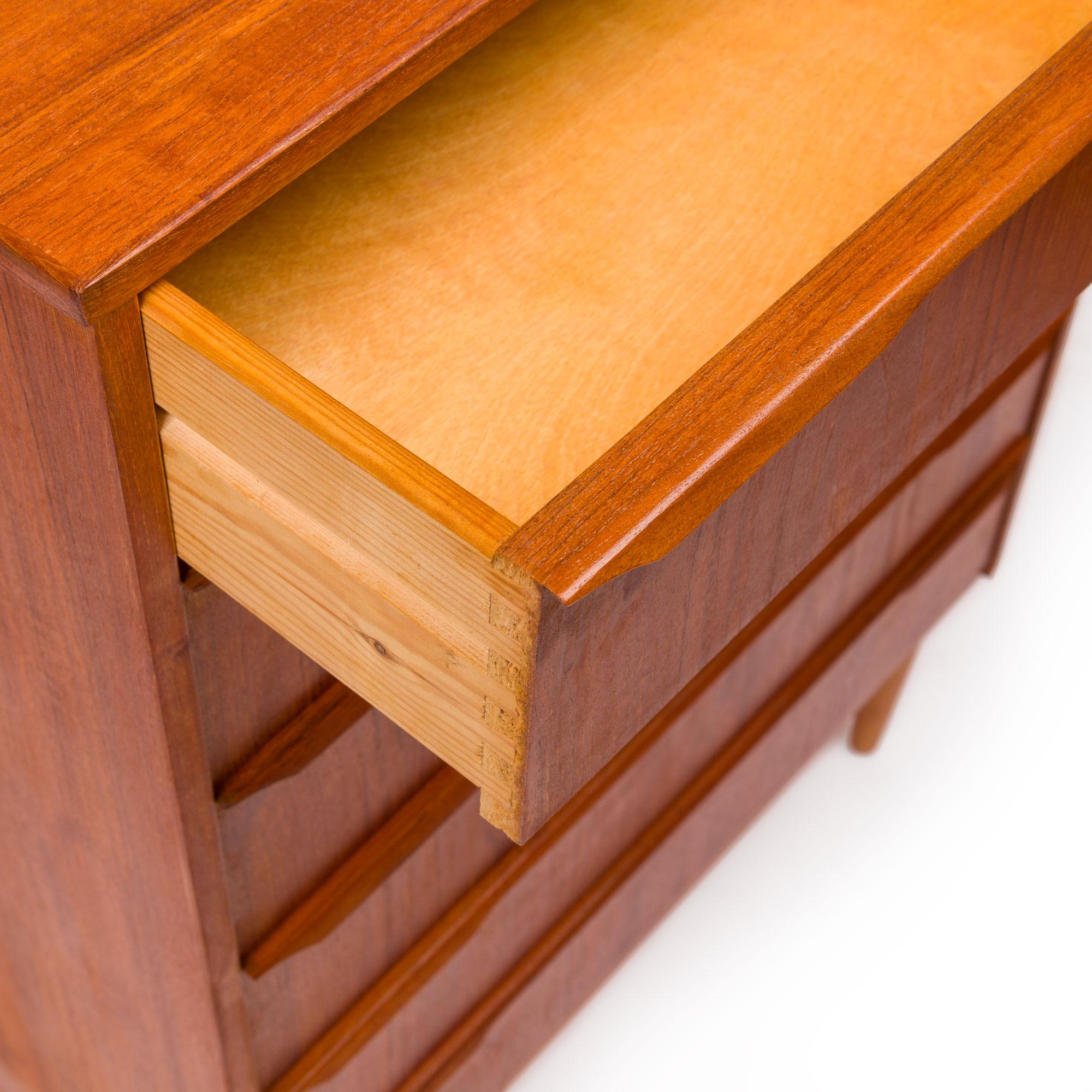 Danish Mid-Century Modern Six-Drawer Teak Tallboy Dresser 1960s For Sale 3
