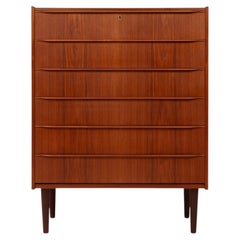 Danish Mid-Century Modern Six-Drawer Teak Tallboy Dresser 1960s