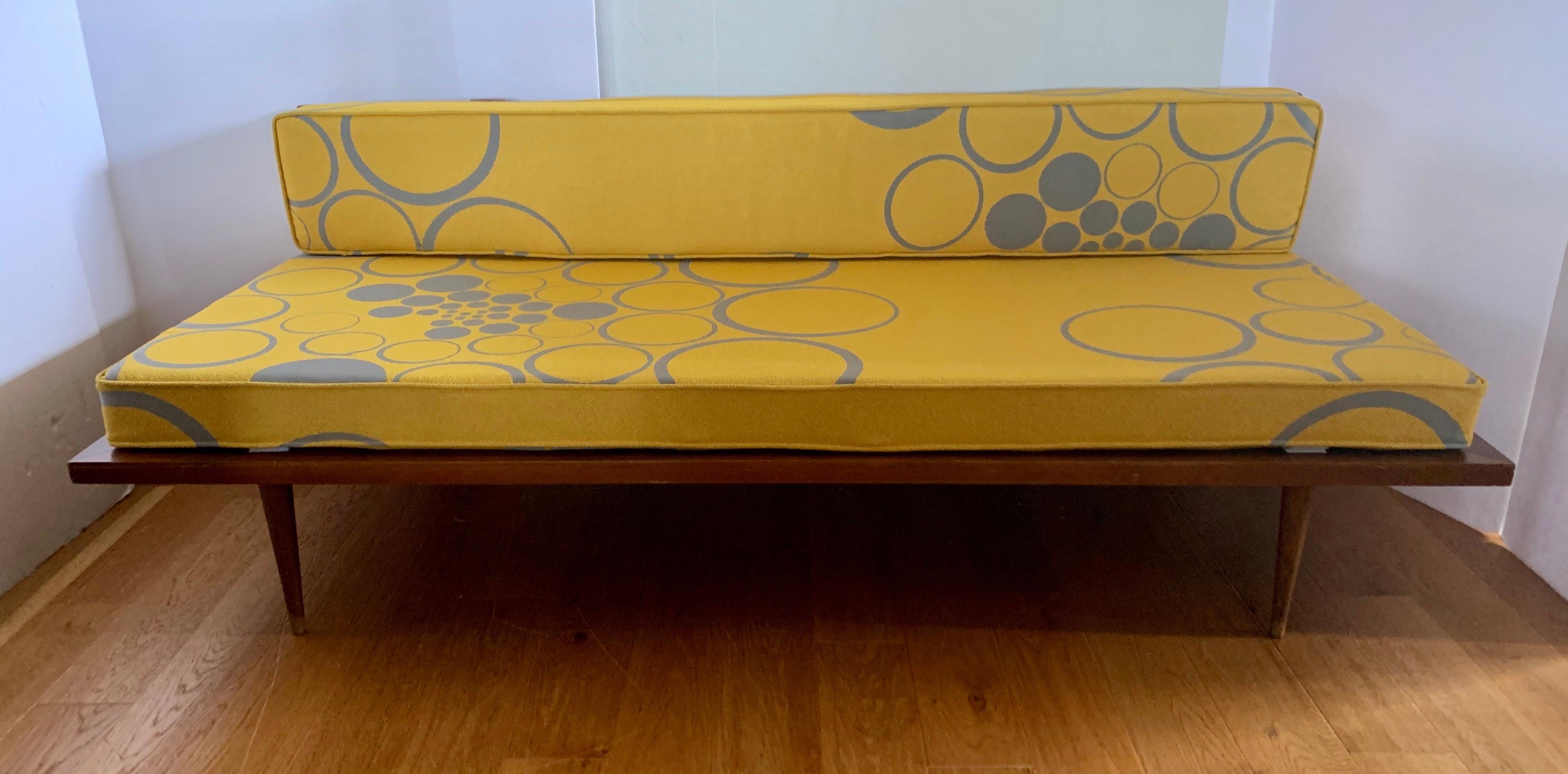 Fabric Danish Mid-Century Modern New Upholstered Scandia Settee Sofa Loveseat
