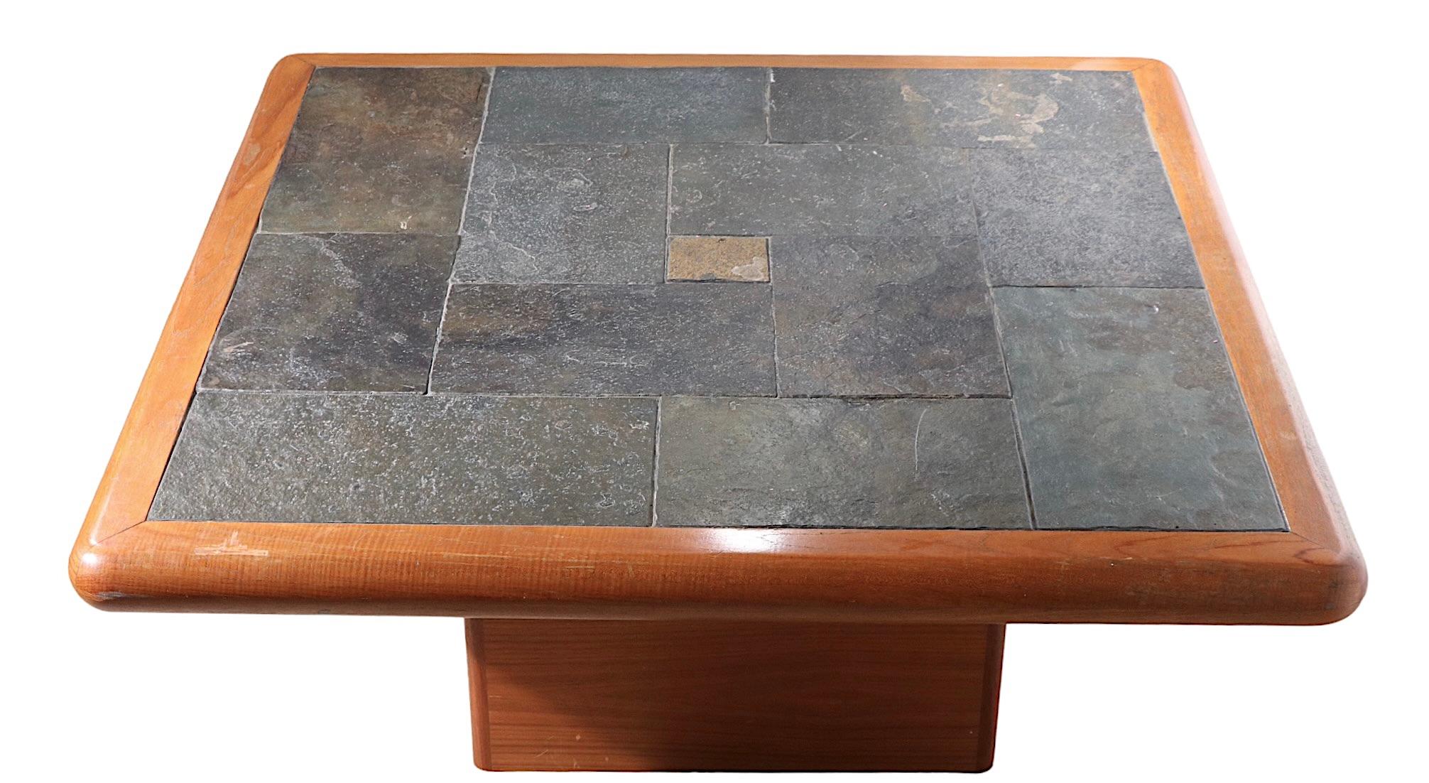 Danish Mid-Century Modern Slate top Coffee Table by Sellingboe, c. 1960's In Good Condition In New York, NY