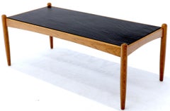 Danish Mid-Century Modern Slate Top Teak Frame Coffee Table