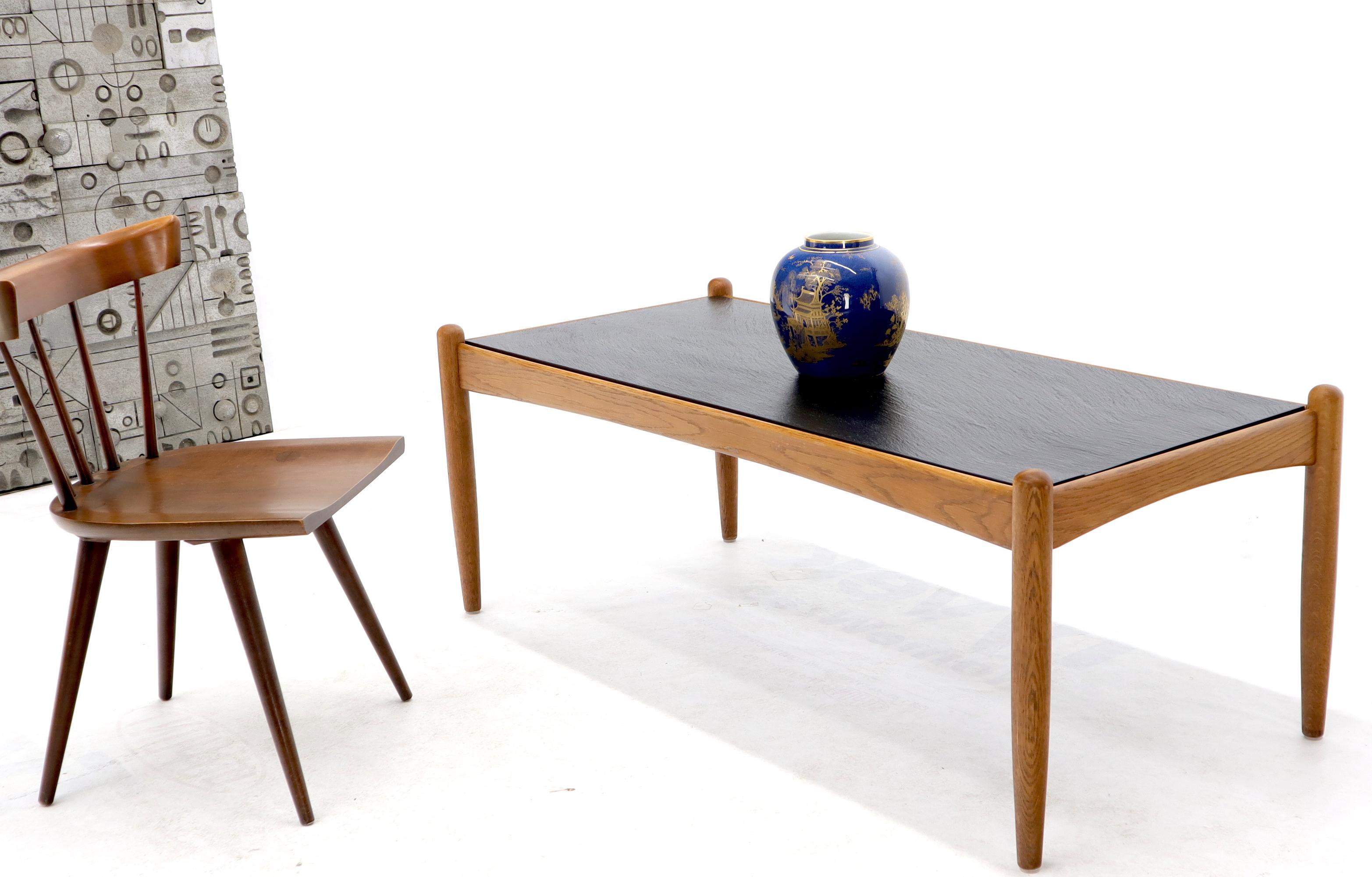 Danish Mid-Century Modern Slate Top Teak Frame Coffee Table In Excellent Condition In Rockaway, NJ