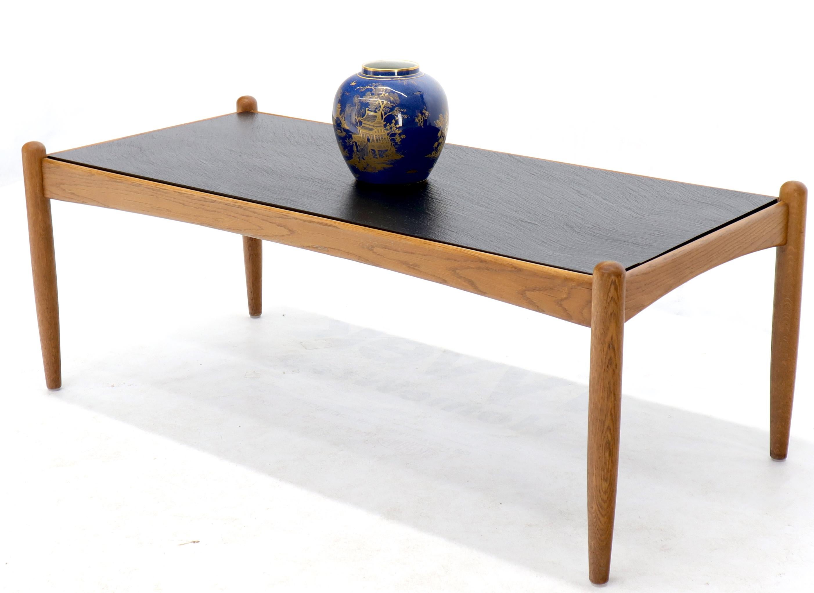 20th Century Danish Mid-Century Modern Slate Top Teak Frame Coffee Table