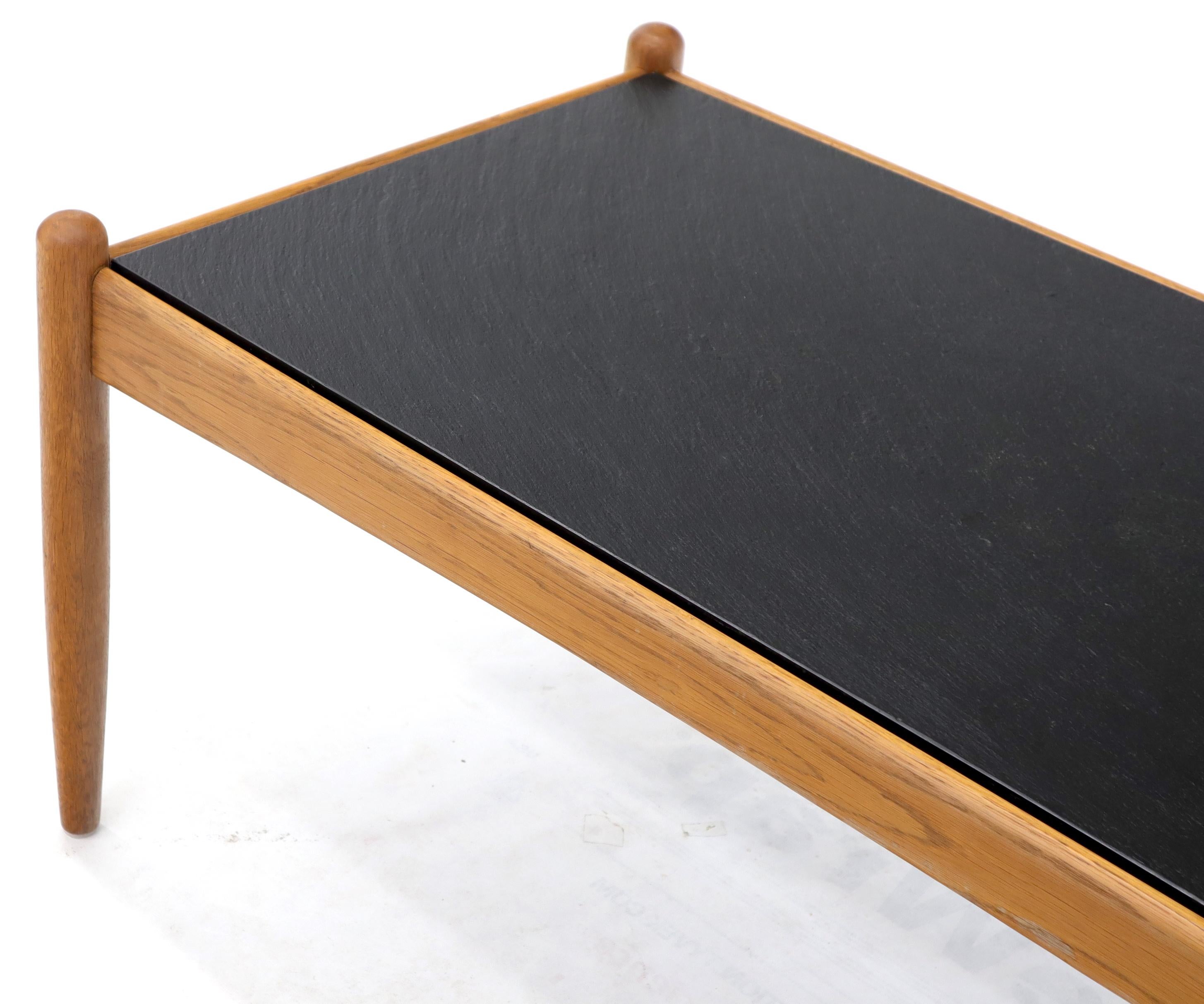 Danish Mid-Century Modern Slate Top Teak Frame Coffee Table 3
