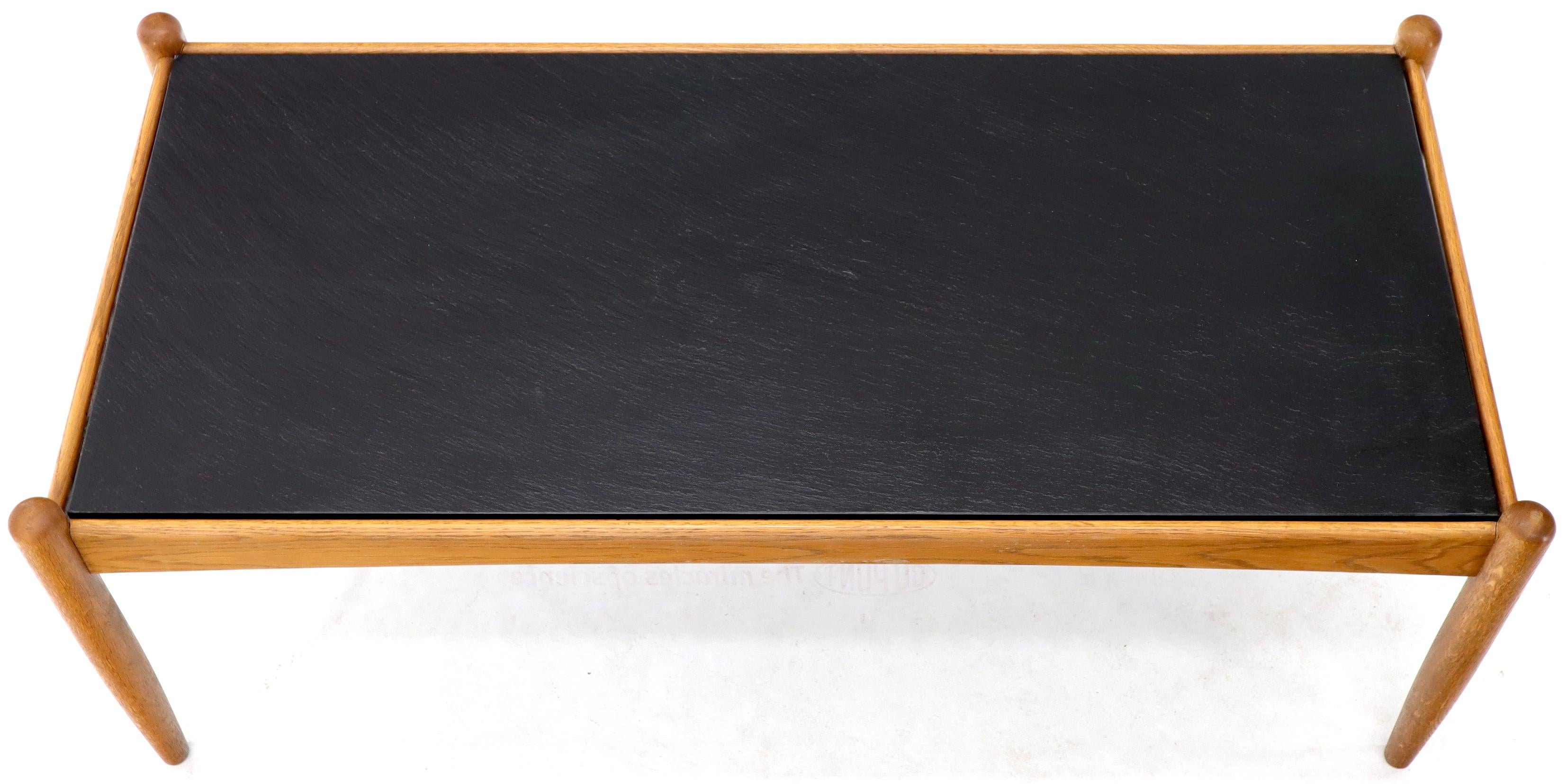 Danish Mid-Century Modern Slate Top Teak Frame Coffee Table 5