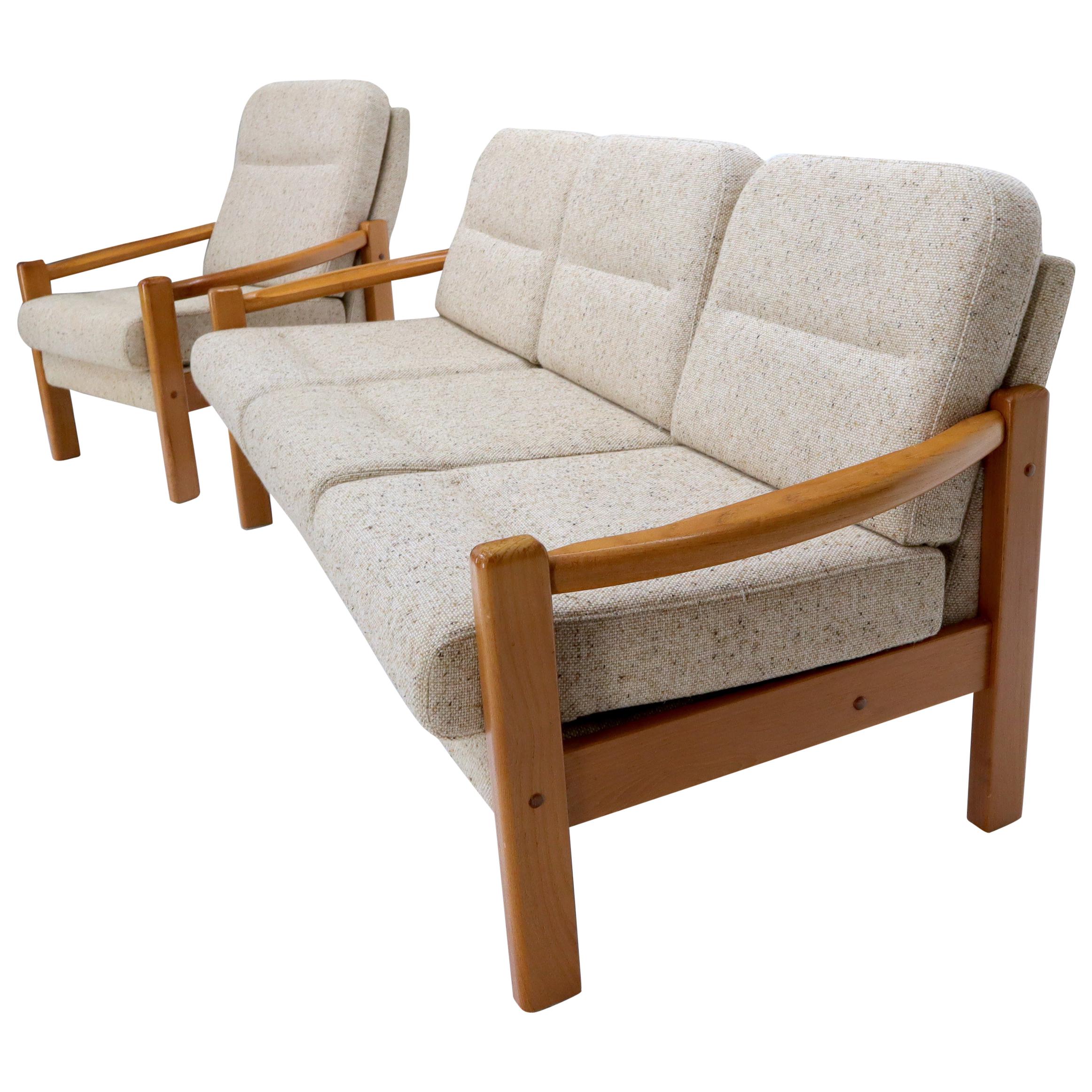Danish Mid-Century Modern Sofa and Matching Chair Set