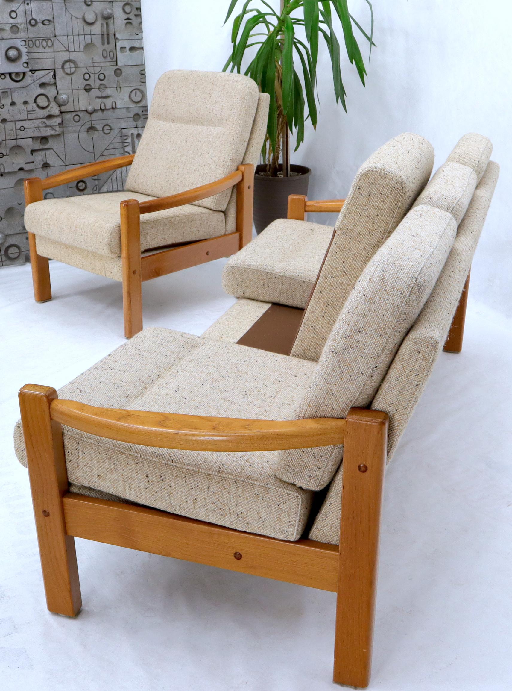 Danish Mid-Century Modern Sofa and Matching Chair Set 4