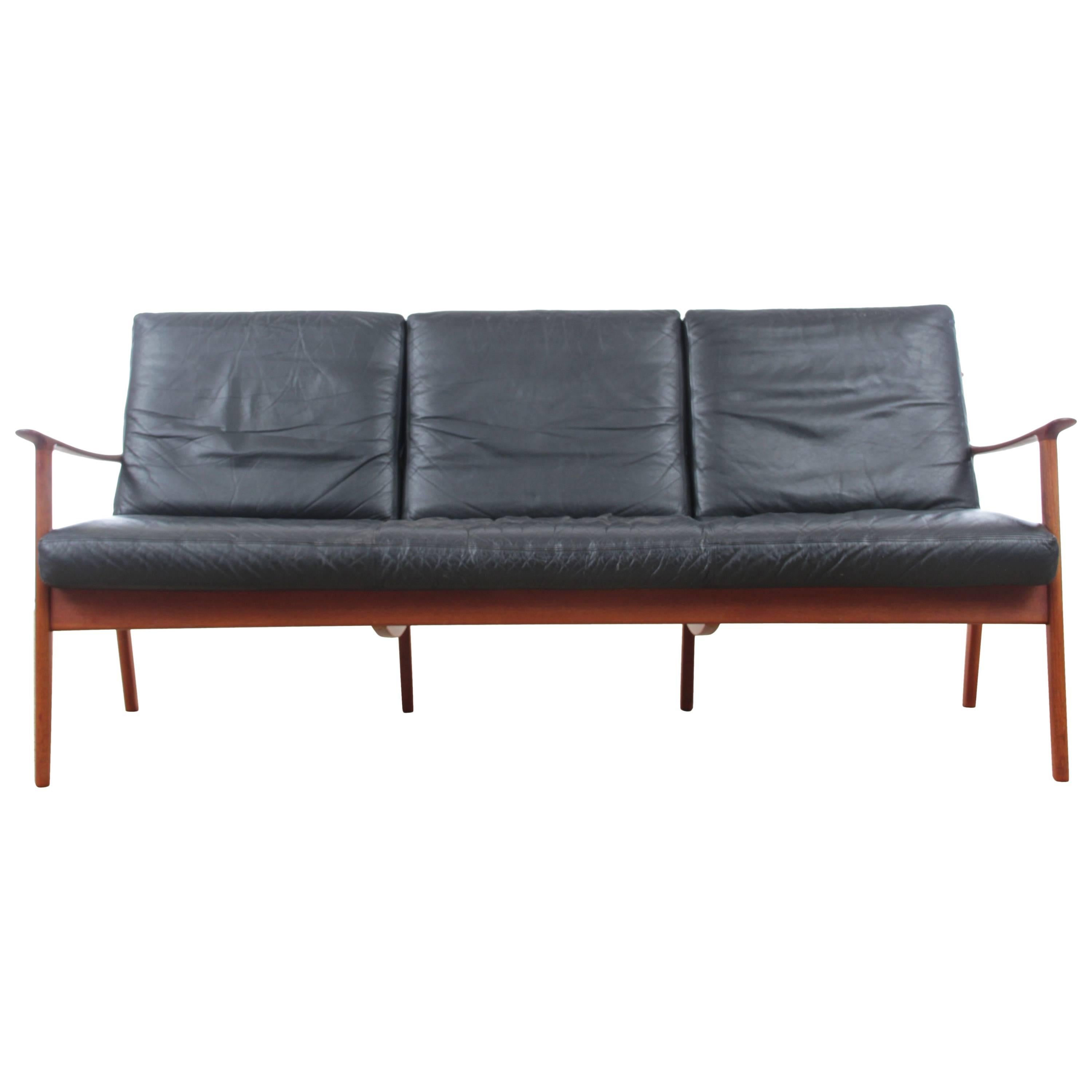 Danish Mid-Century Modern Sofa Three-Seats by Ole Wanscher for Paul Jepesen