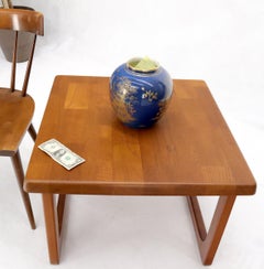 Danish Mid-Century Modern Solid Thick Teak Top Square Coffee Side Table