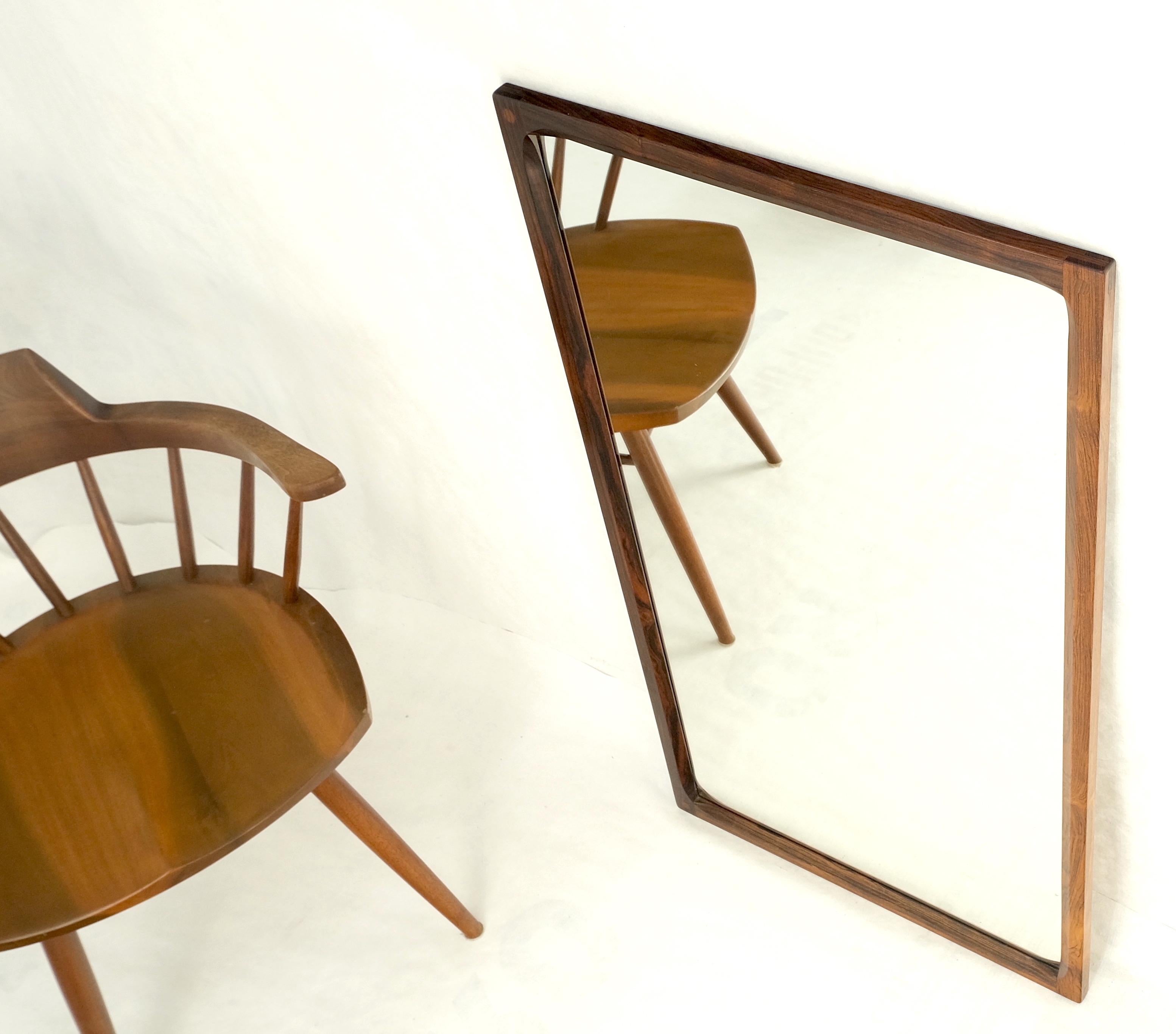 Danish Mid Century Modern Solid Rosewood Frame Rectangle Wall Mirror MINT! For Sale 5