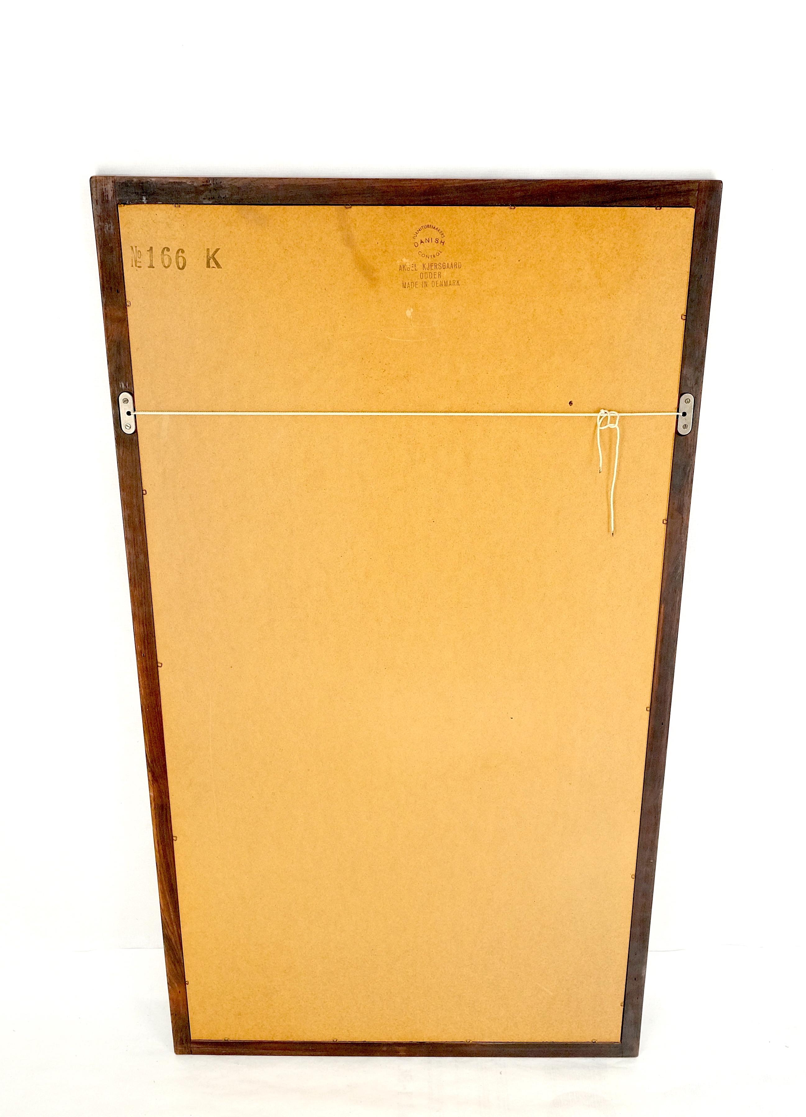 Danish Mid Century Modern Solid Rosewood Frame Rectangle Wall Mirror MINT! For Sale 2