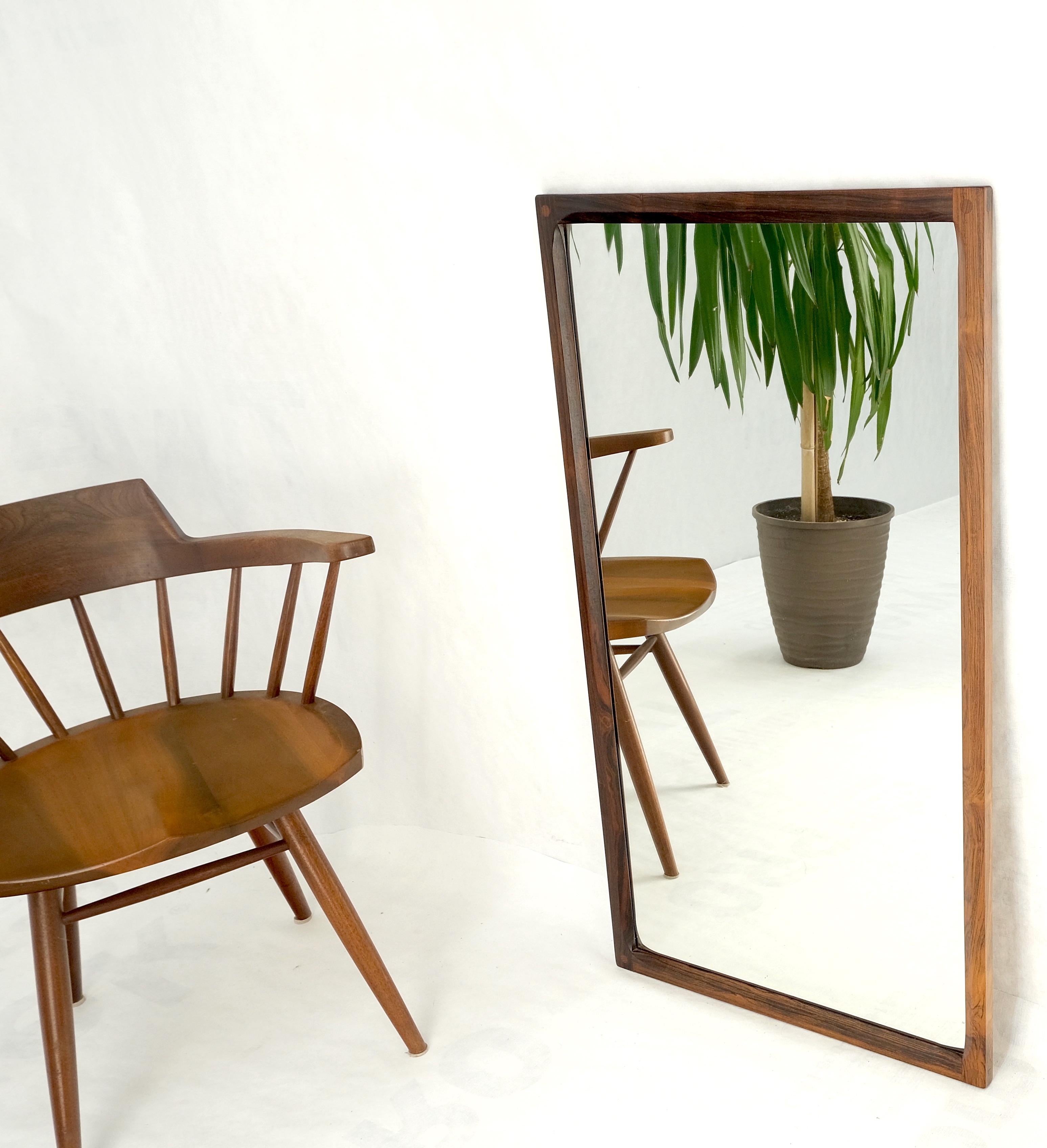 Danish Mid Century Modern Solid Rosewood Frame Rectangle Wall Mirror MINT! For Sale 4