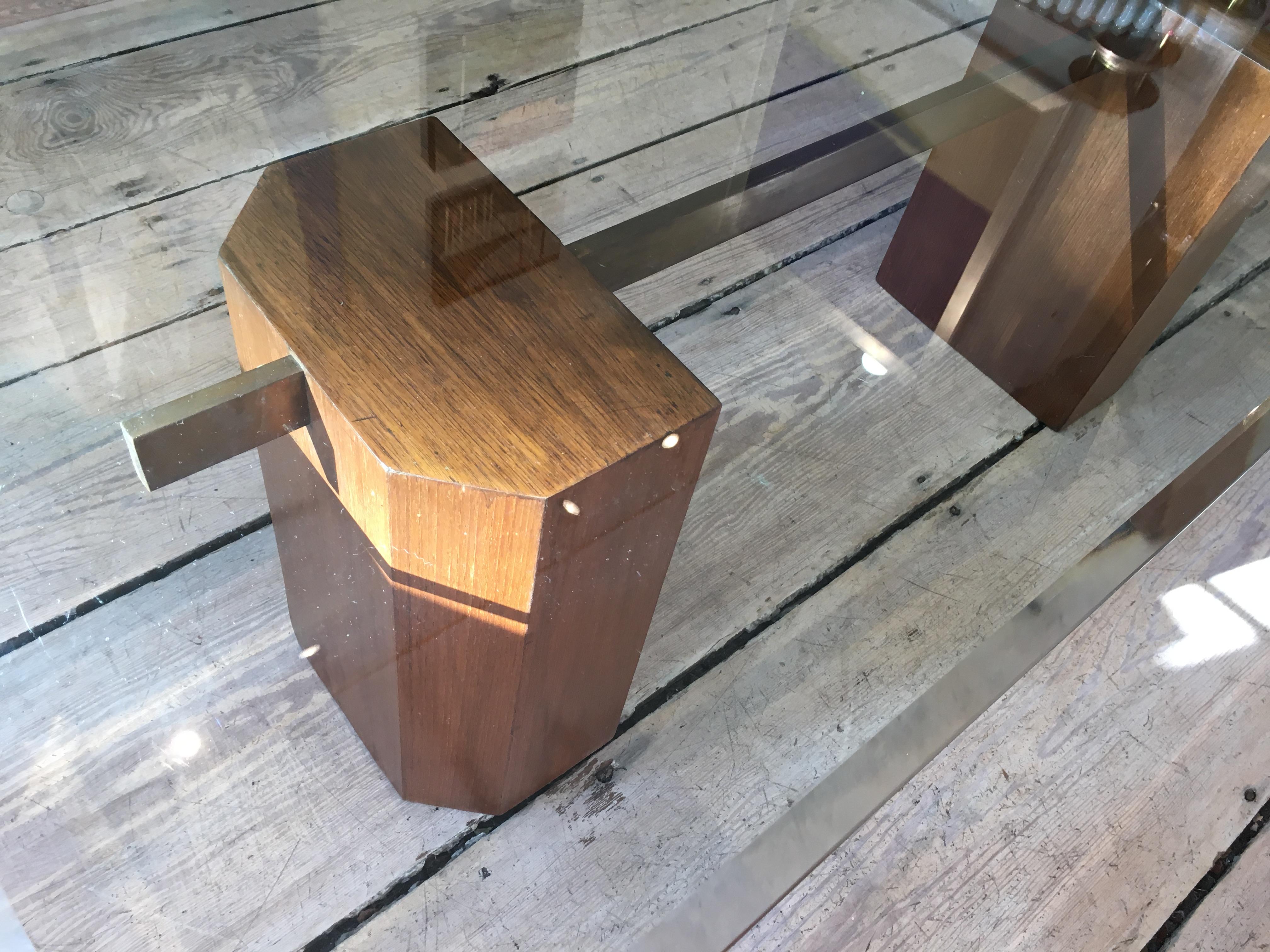 20th Century Danish Mid-Century Modern Solid Teak and Brass Coffee Table