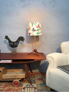 Danish Mid-Century Modern Solid Teak and Brass Table Lamp