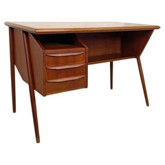 Danish Mid-Century Modern Solid Teak Desk Gunnar Nielsen for Tibergaard 1960s