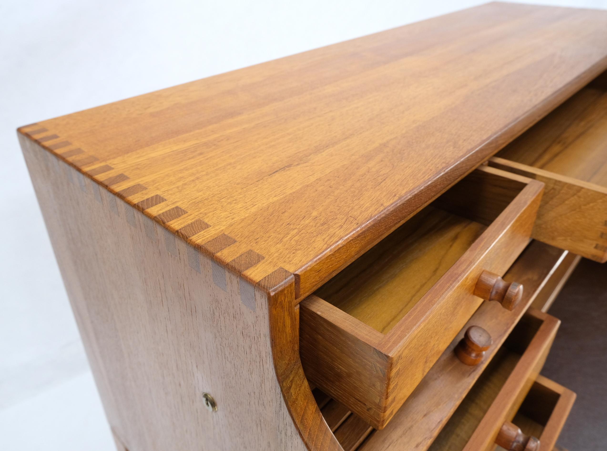 20th Century Danish Mid-Century Modern Solid Teak Pull Out Roll Top Desk Drawers Chair Mint