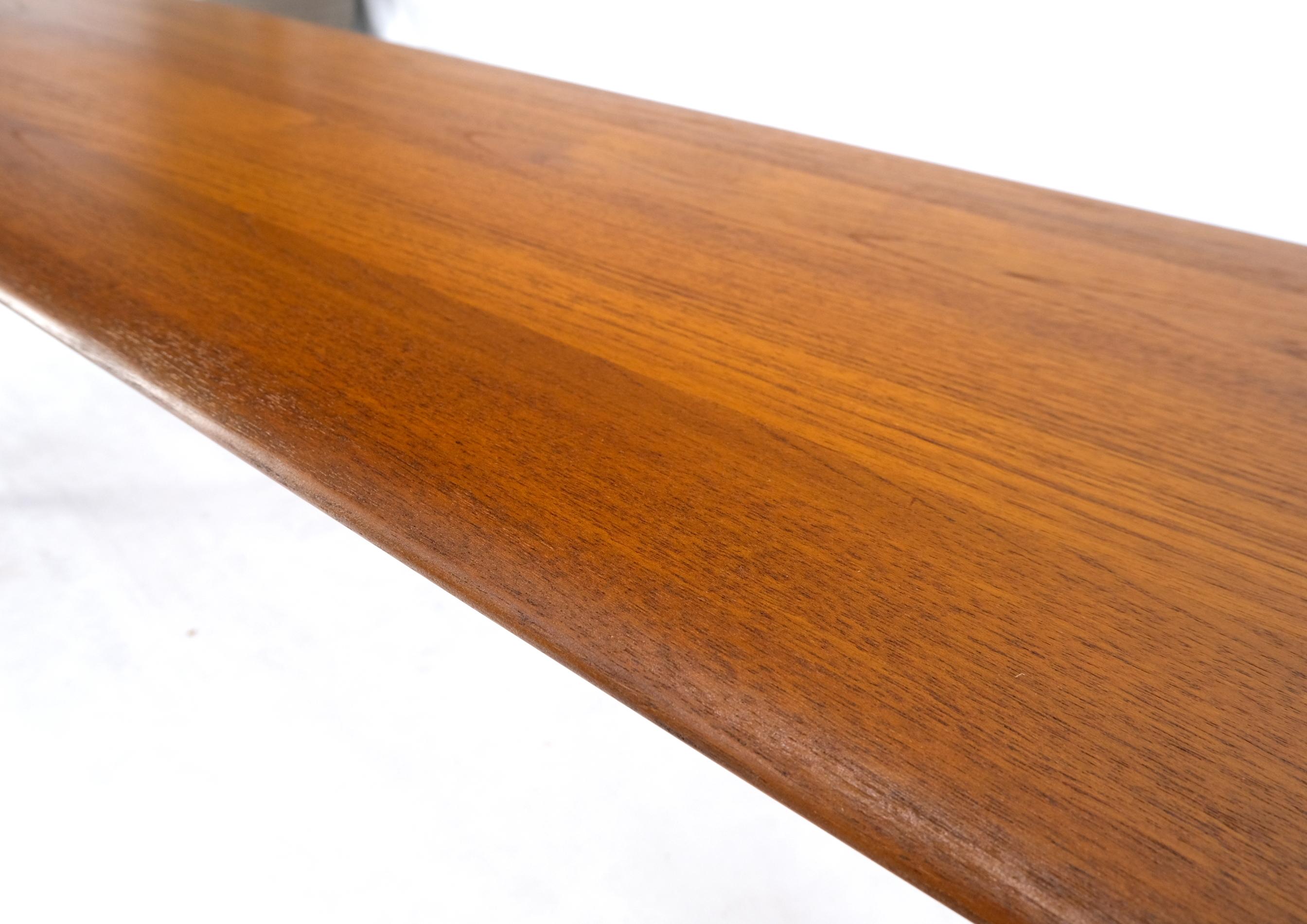 Danish Mid-Century Modern Solid Teak Rectangle Coffee Table Tapered Dowel Legs For Sale 2