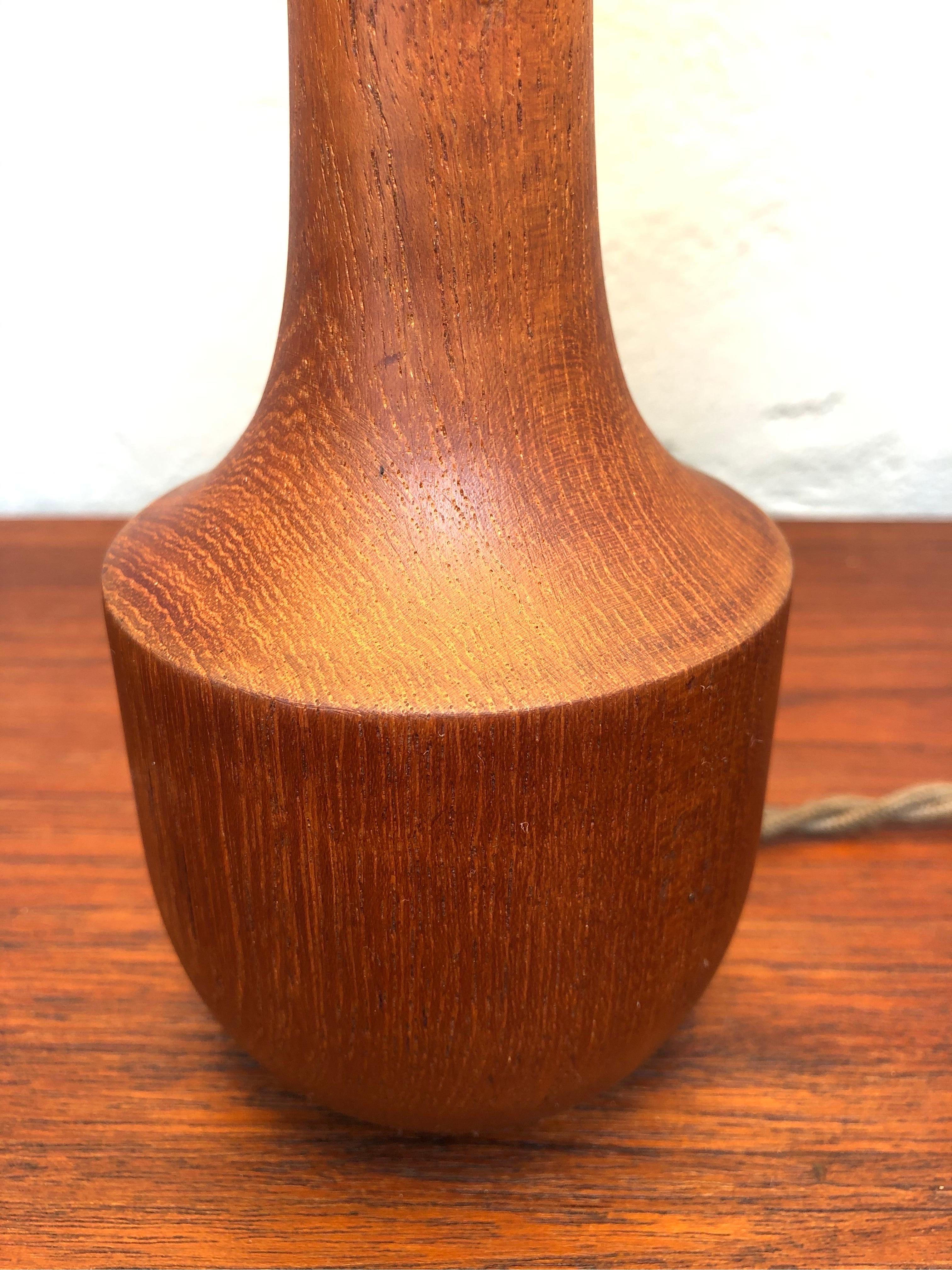 Danish Mid-Century Modern Solid Teak Table Lamp with an Artbymay Lamp Shade For Sale 2