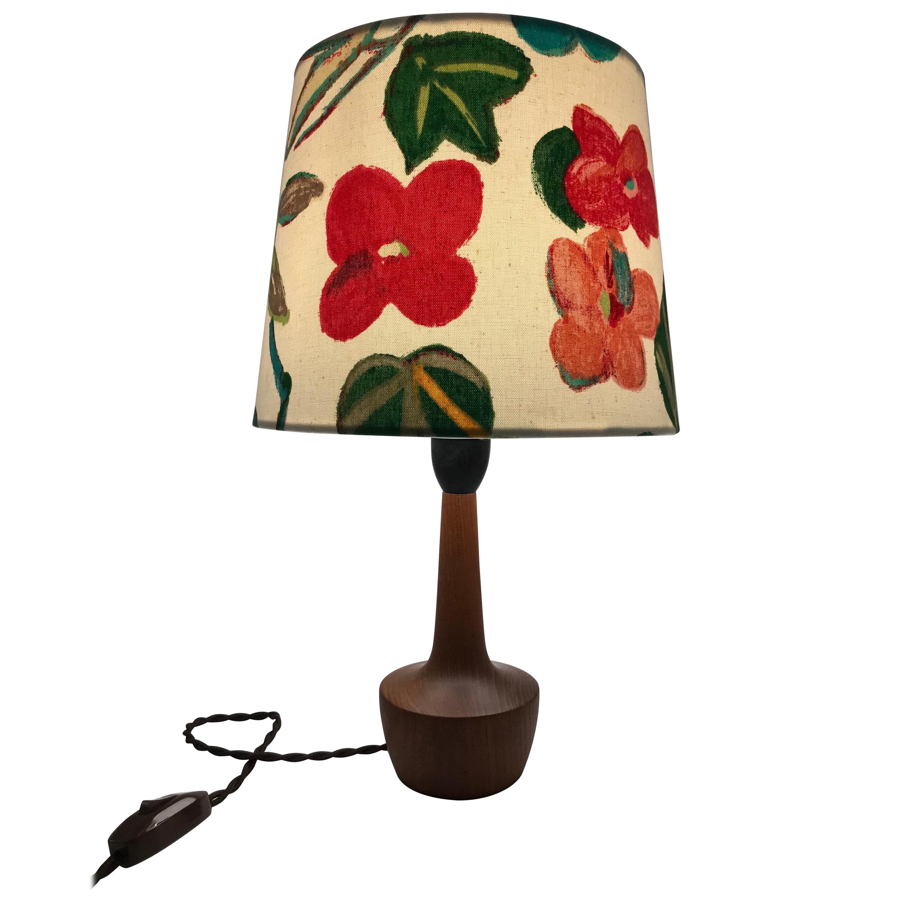 Danish Mid-Century Modern Solid Teak Table Lamp with an Artbymay Lamp Shade