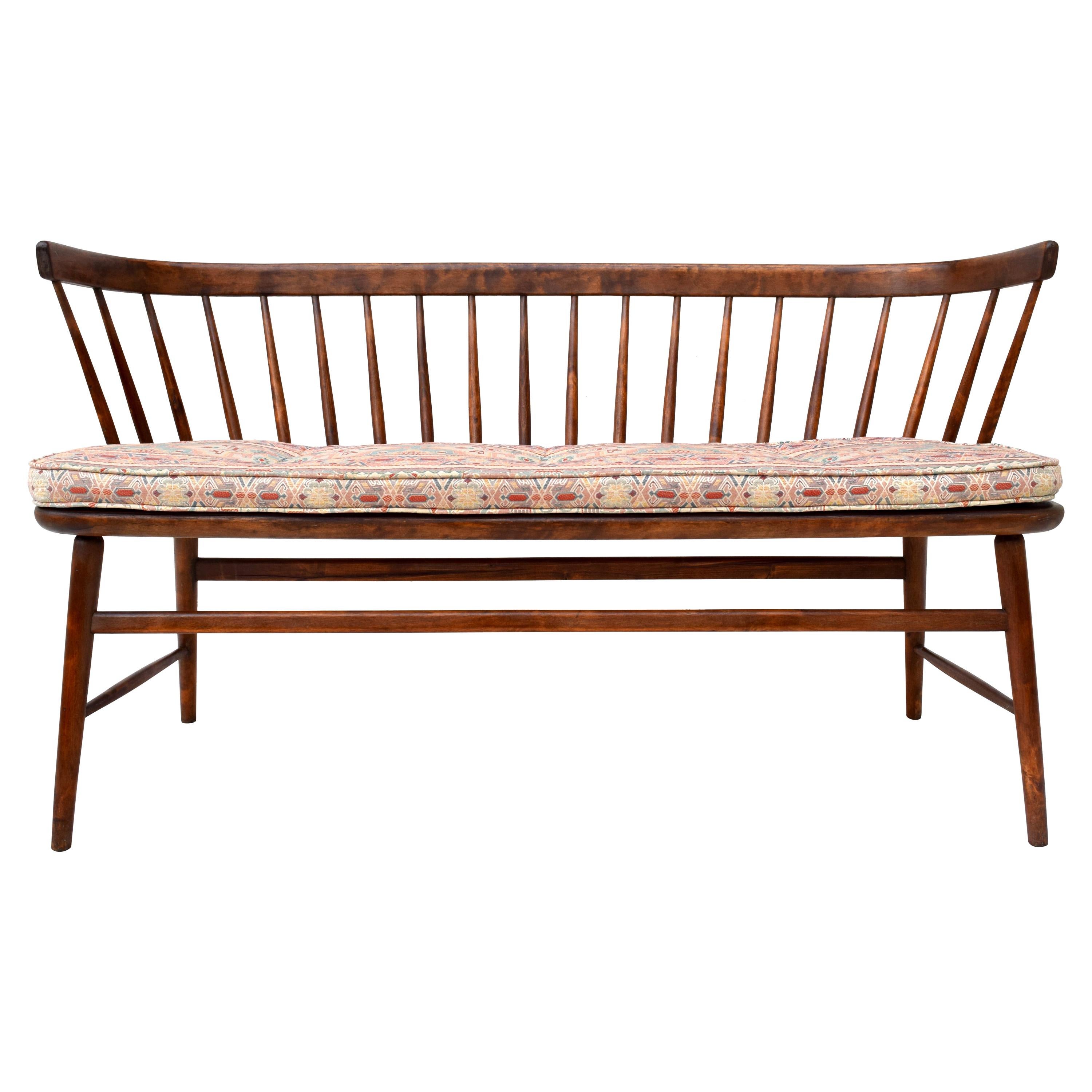 Danish Mid-Century Modern Spindle Back Settee Bench
