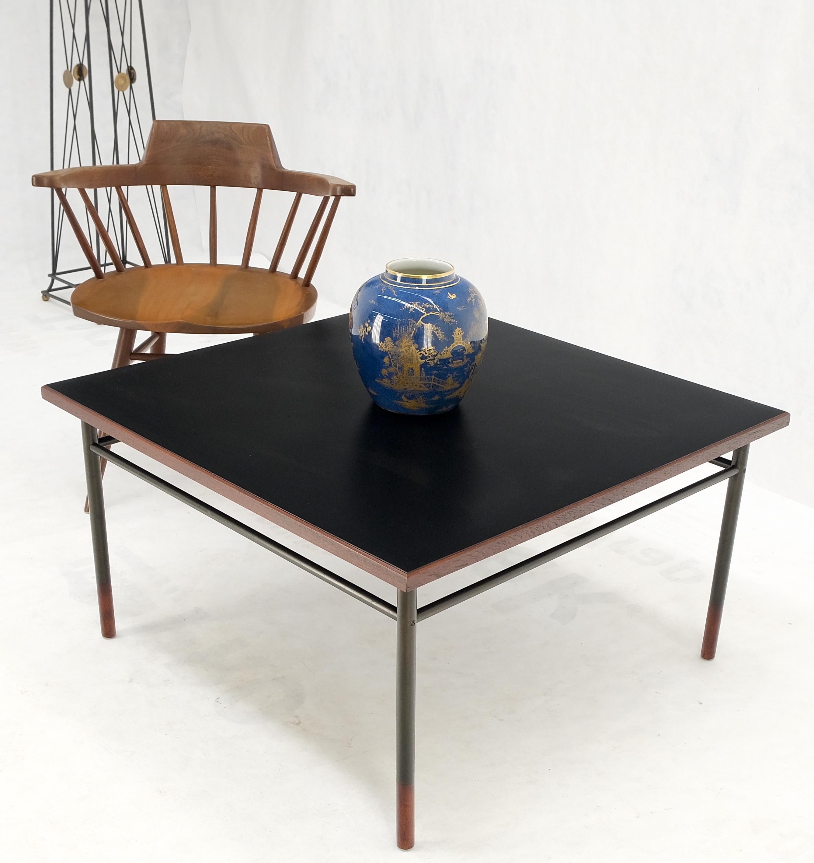 Danish Mid-Century Modern Square Black Laminate and Teak Top Coffee Table MINT! For Sale 7