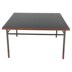 Danish Mid-Century Modern Square Black Laminate and Teak Top Coffee Table MINT!
