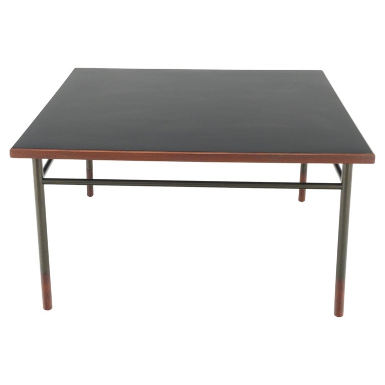 Danish Mid-Century Modern Square Black Laminate and Teak Top Coffee ...