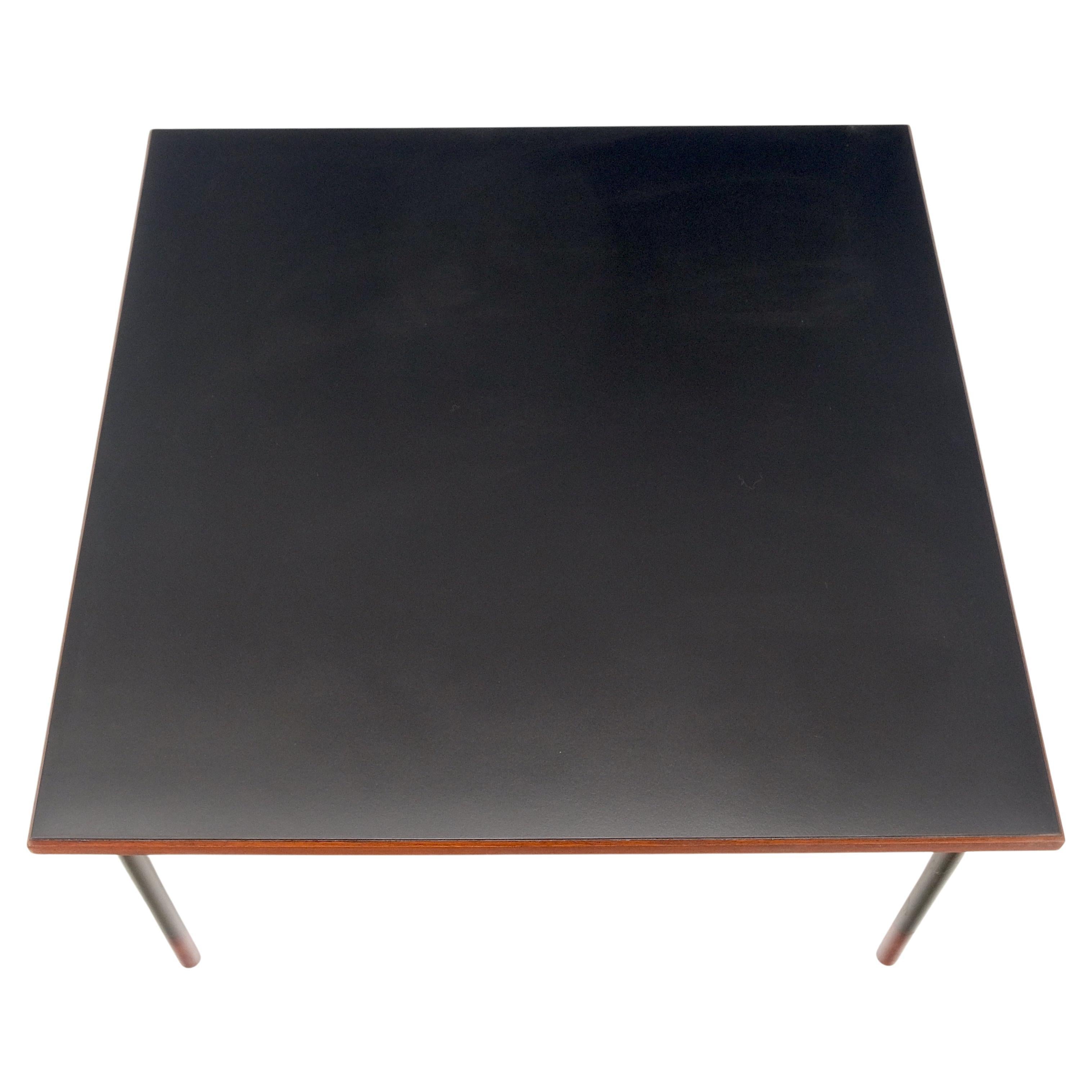 Lacquered Danish Mid-Century Modern Square Black Laminate and Teak Top Coffee Table MINT! For Sale