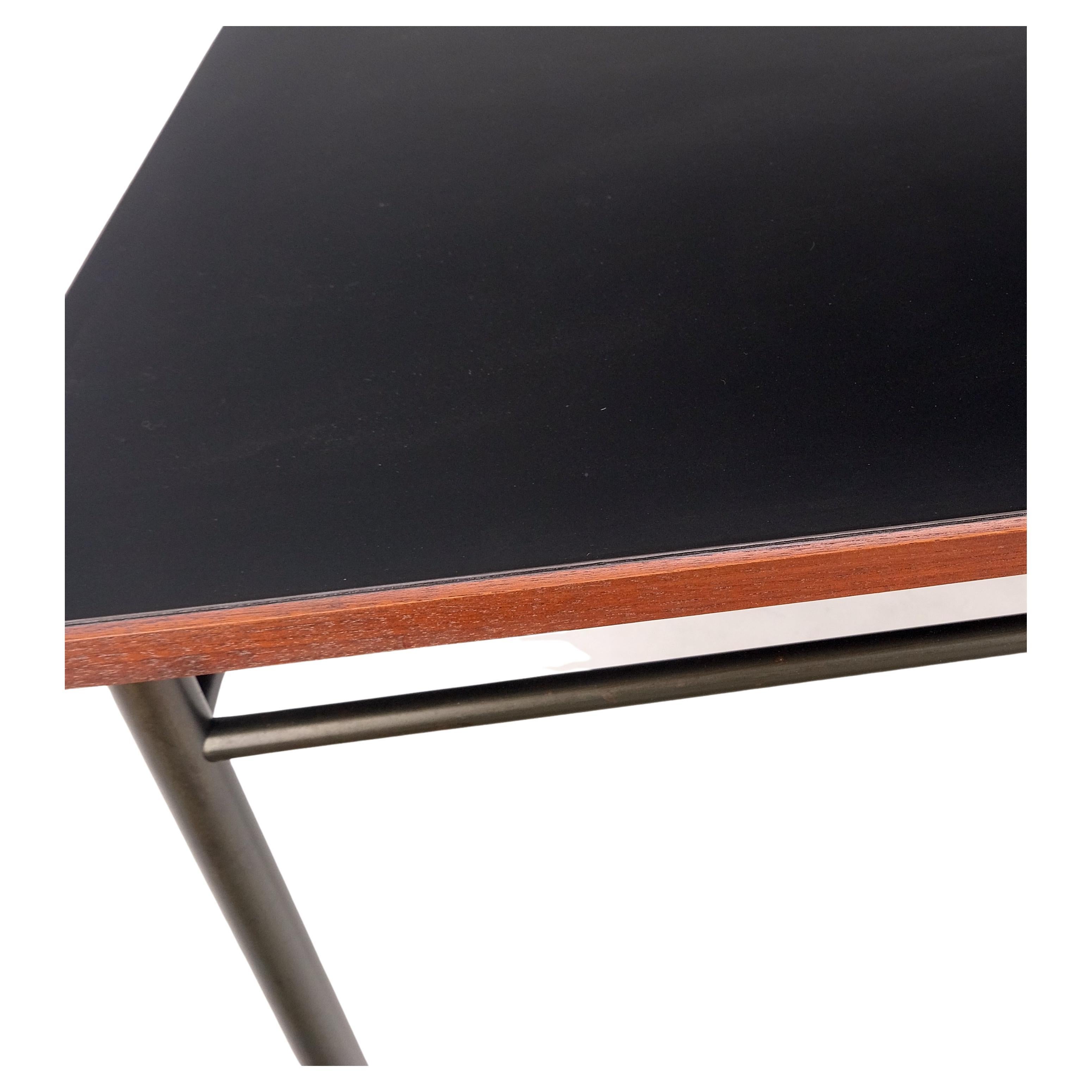 Danish Mid-Century Modern Square Black Laminate and Teak Top Coffee Table MINT! For Sale 2