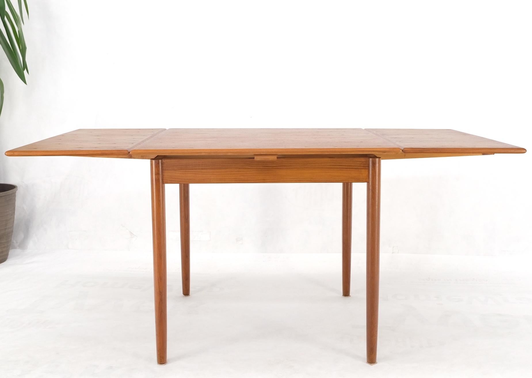 Lacquered Danish Mid-Century Modern Square Teak Refectory Extension Boards Dining Table For Sale