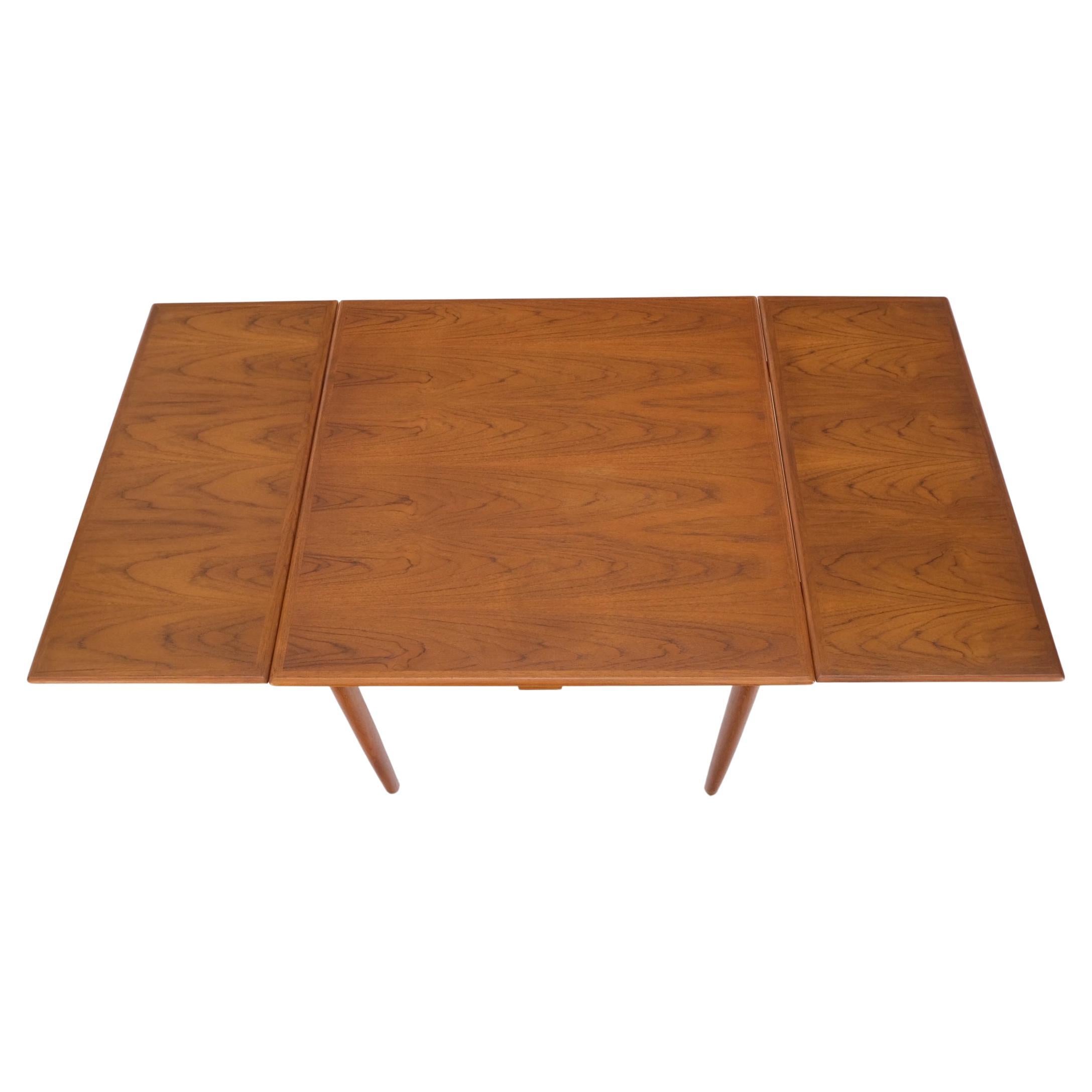 Danish Mid-Century Modern Square Teak Refectory Extension Boards Dining Table For Sale