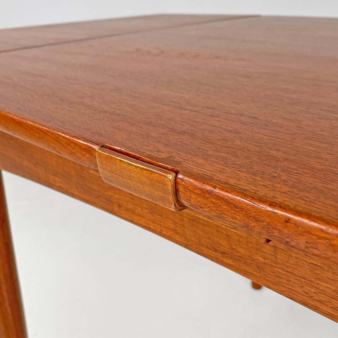 Danish mid-century modern square wood dining table with side extensions, 1960s For Sale 11