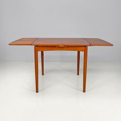 Danish mid-century modern square wood dining table with side extensions, 1960s