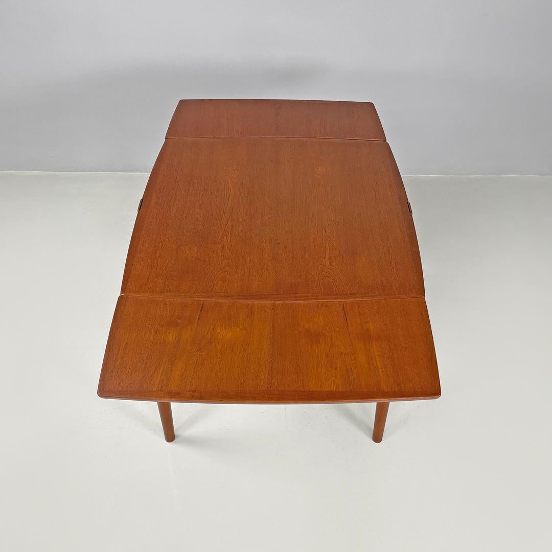 Mid-20th Century Danish mid-century modern square wood dining table with side extensions, 1960s For Sale