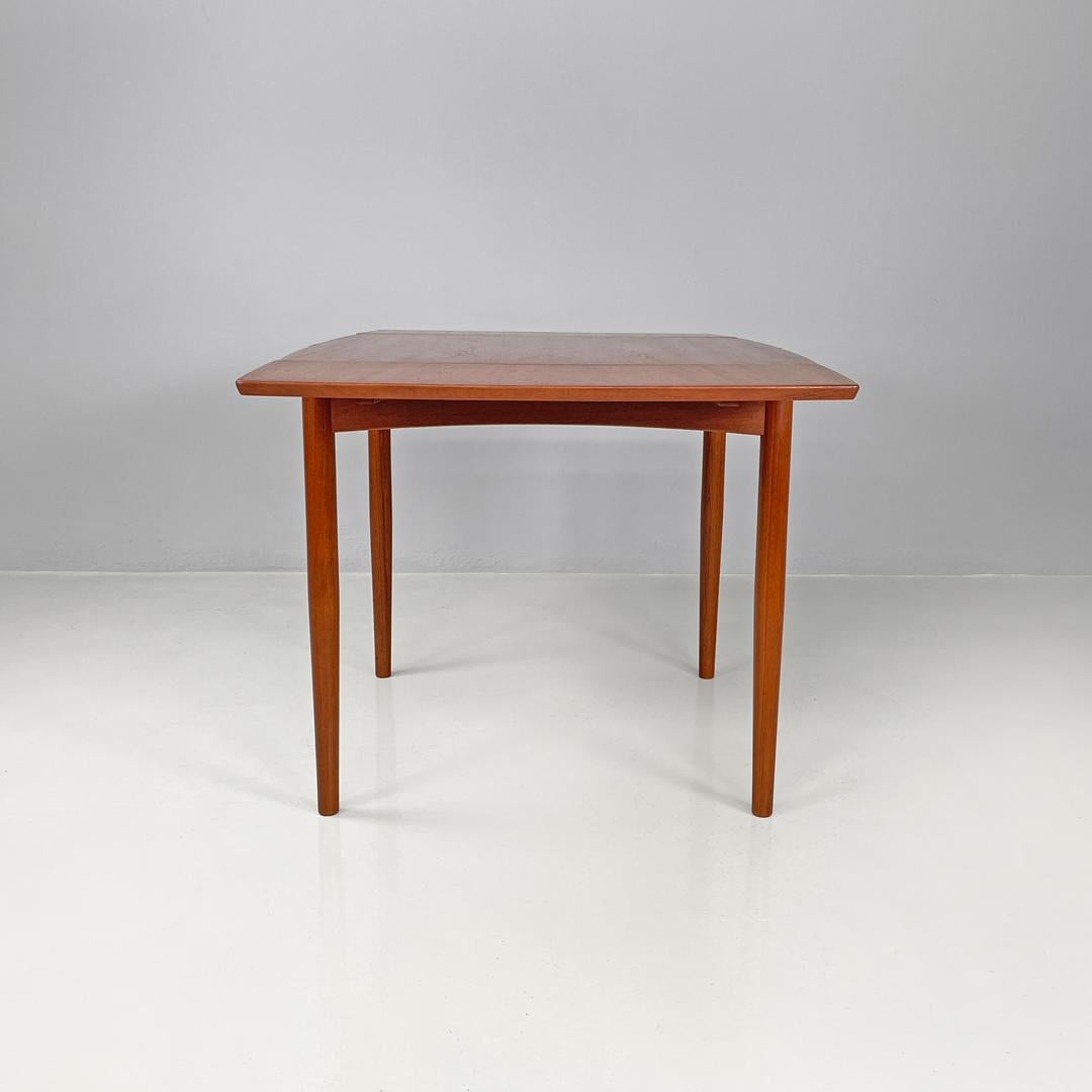 Wood Danish mid-century modern square wood dining table with side extensions, 1960s For Sale