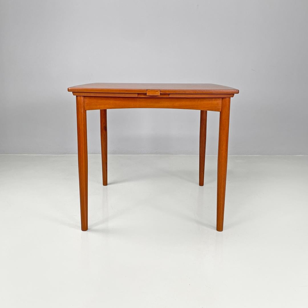 Danish mid-century modern square wood dining table with side extensions, 1960s For Sale 2