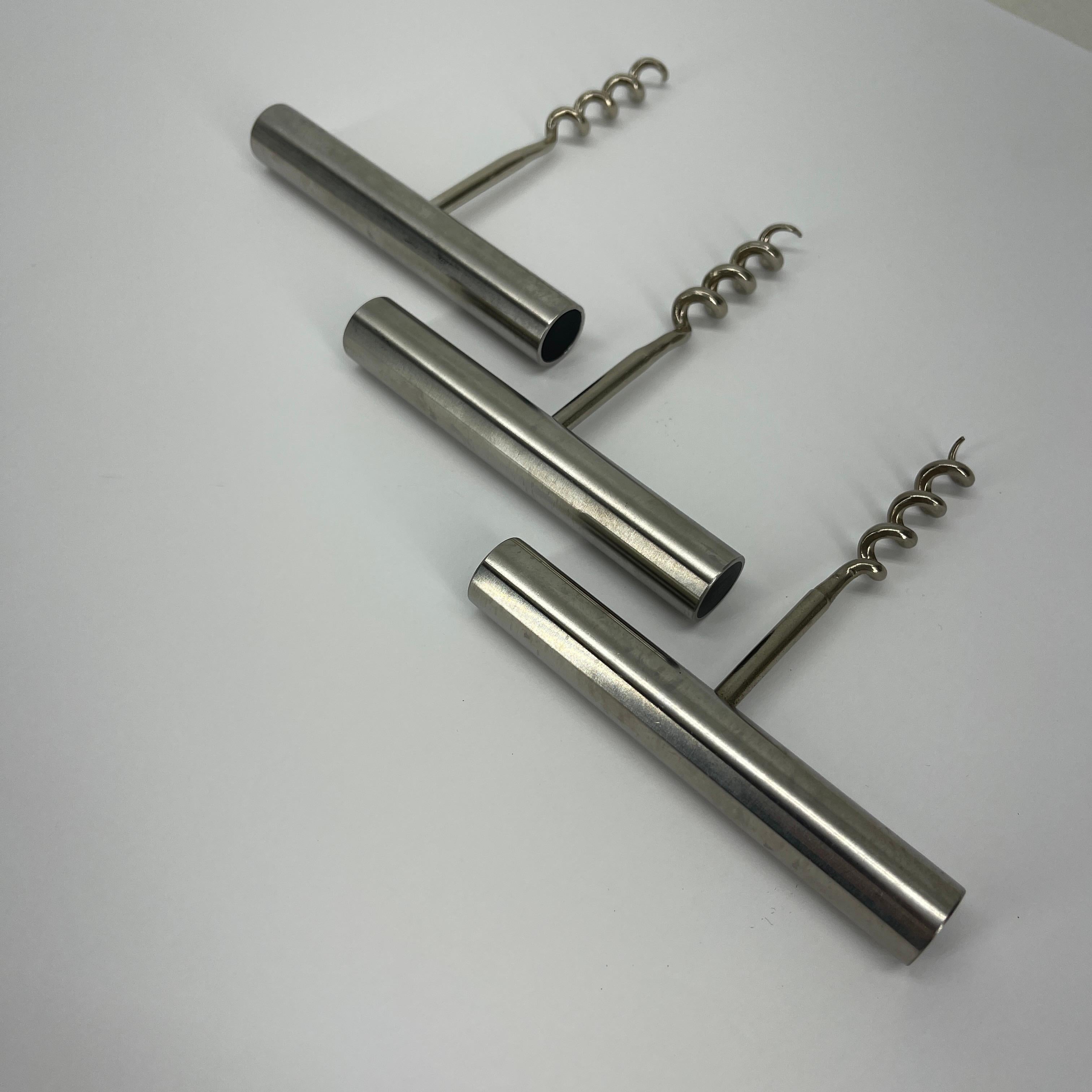 Mid-Century Modern Stelton Stainless Steel Corkscrews, Set of three, Danish For Sale 1