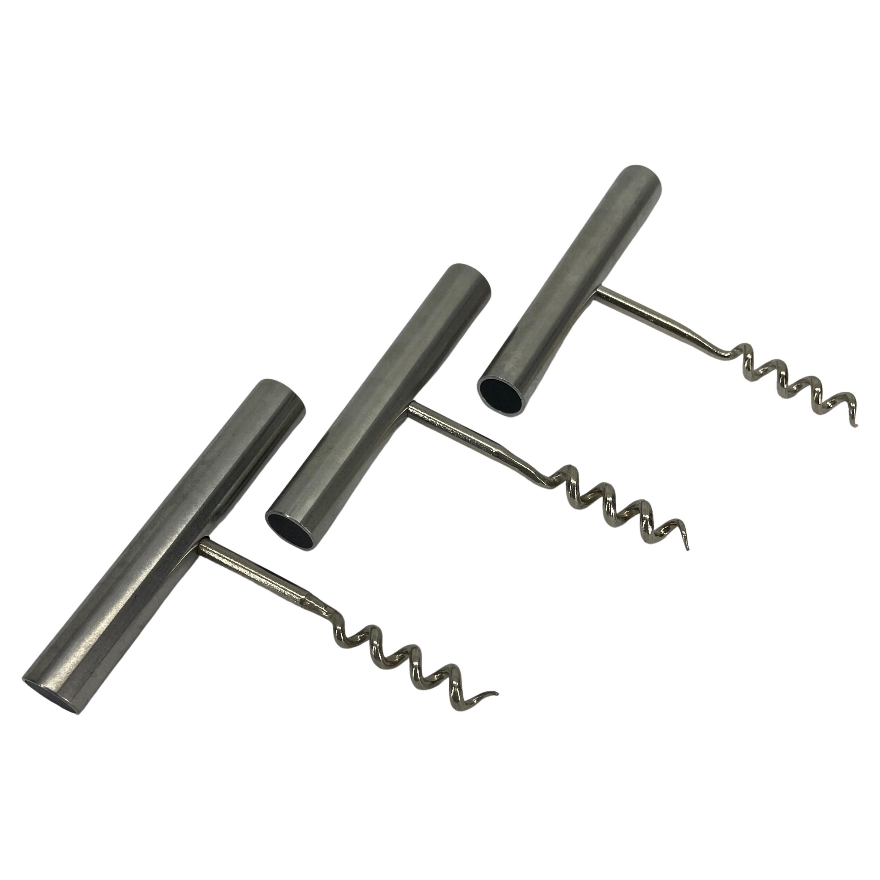 Mid-Century Modern Stelton Stainless Steel Corkscrews, Set of three, Danish For Sale