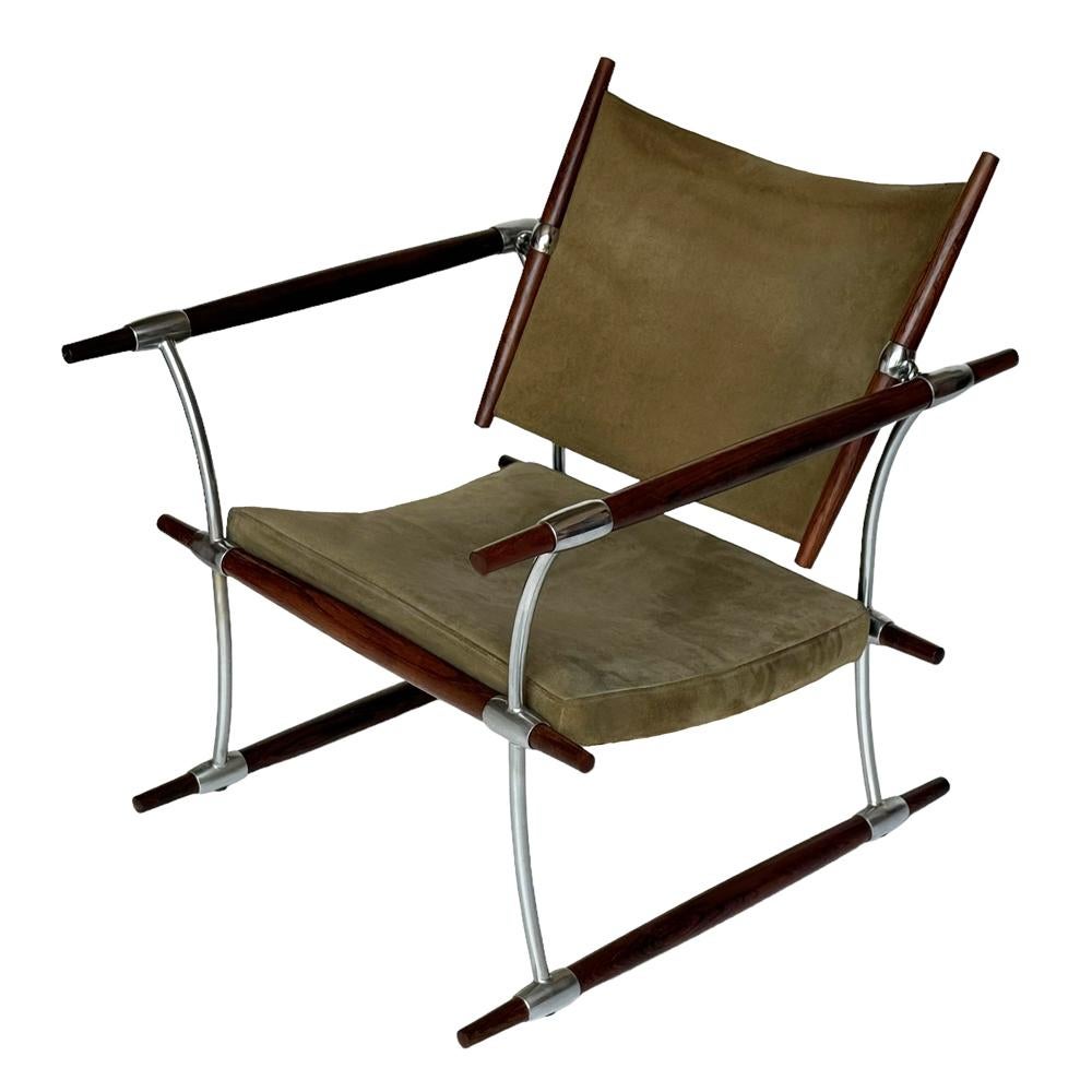 Mid-20th Century Danish Mid Century Modern Stokke Lounge Chair in Rosewood Suede & Aliminum For Sale