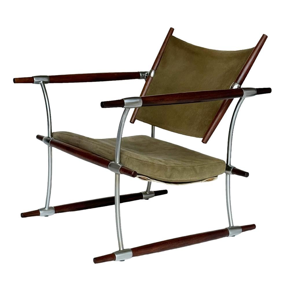 Danish Mid Century Modern Stokke Lounge Chair in Rosewood Suede & Aliminum For Sale 1