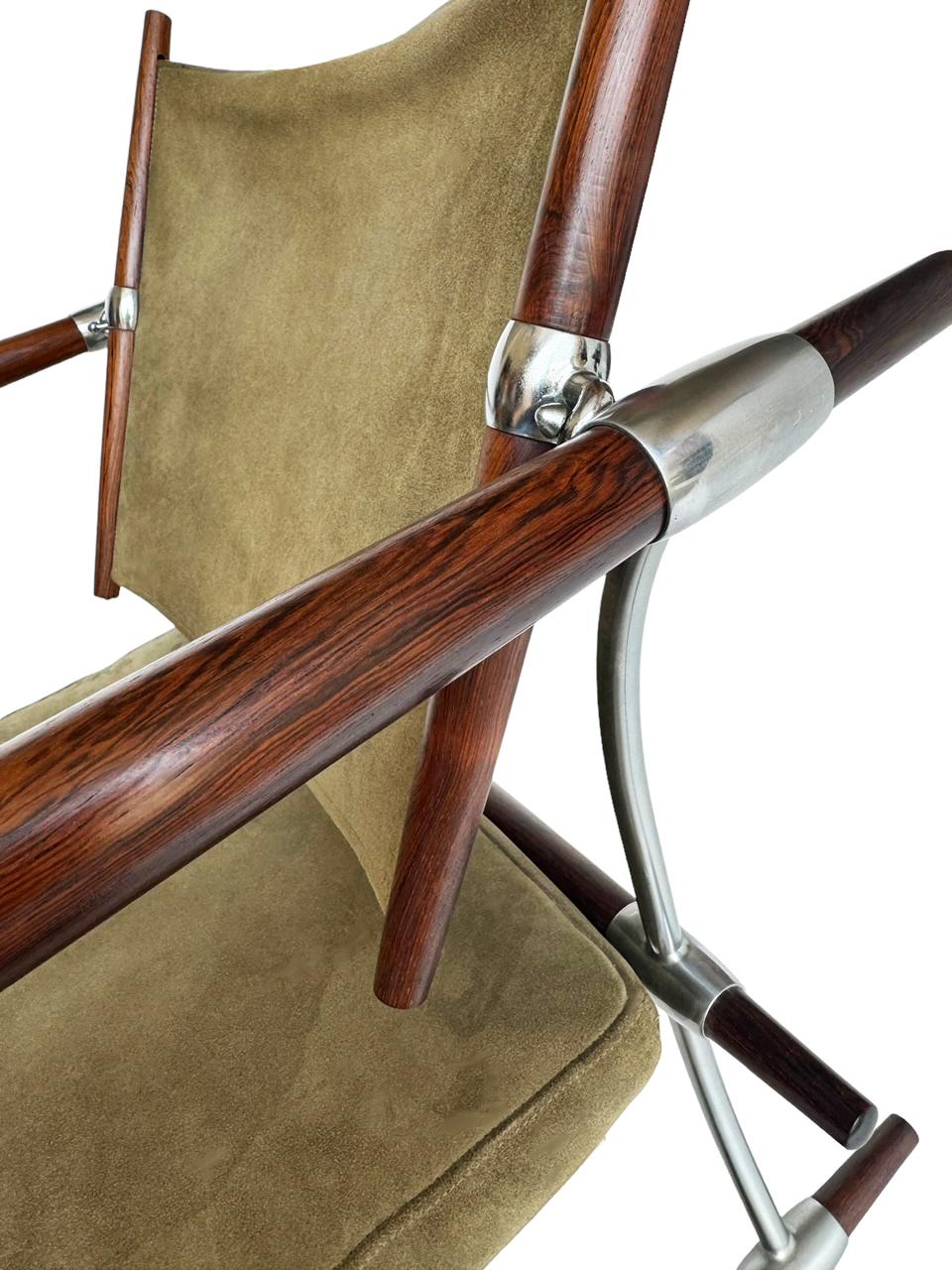 Danish Mid Century Modern Stokke Lounge Chair in Rosewood Suede & Aliminum For Sale 2