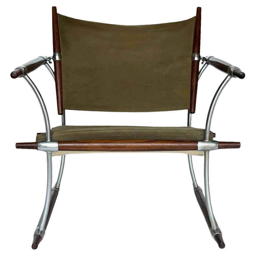 Danish Mid Century Modern Stokke Lounge Chair in Rosewood Suede & Aliminum