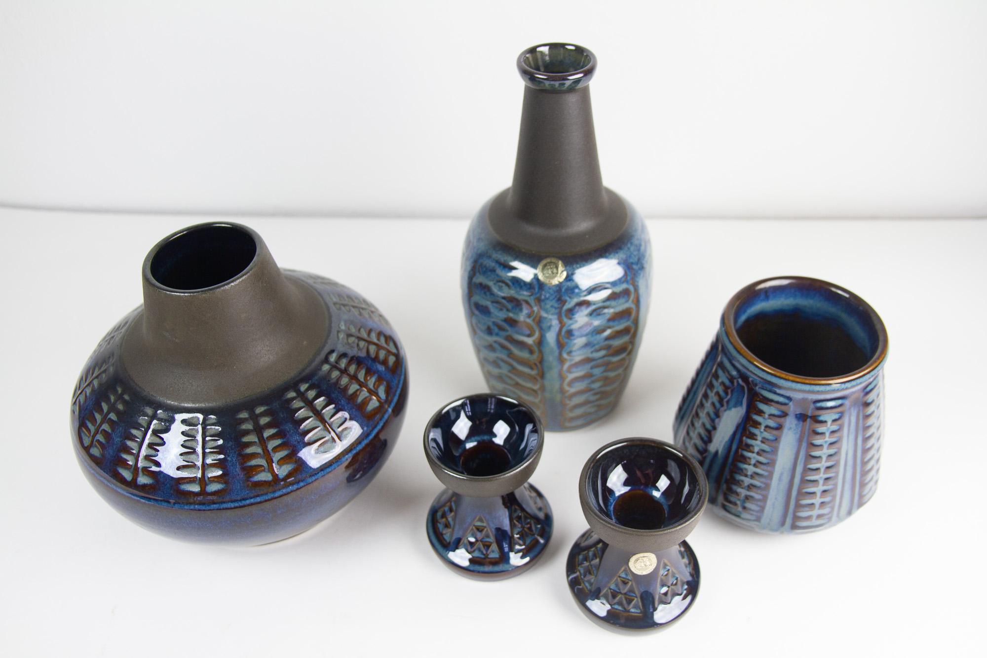 Danish Mid-Century Modern Stoneware by Søholm 1960s, Set of 5 In Good Condition For Sale In Asaa, DK