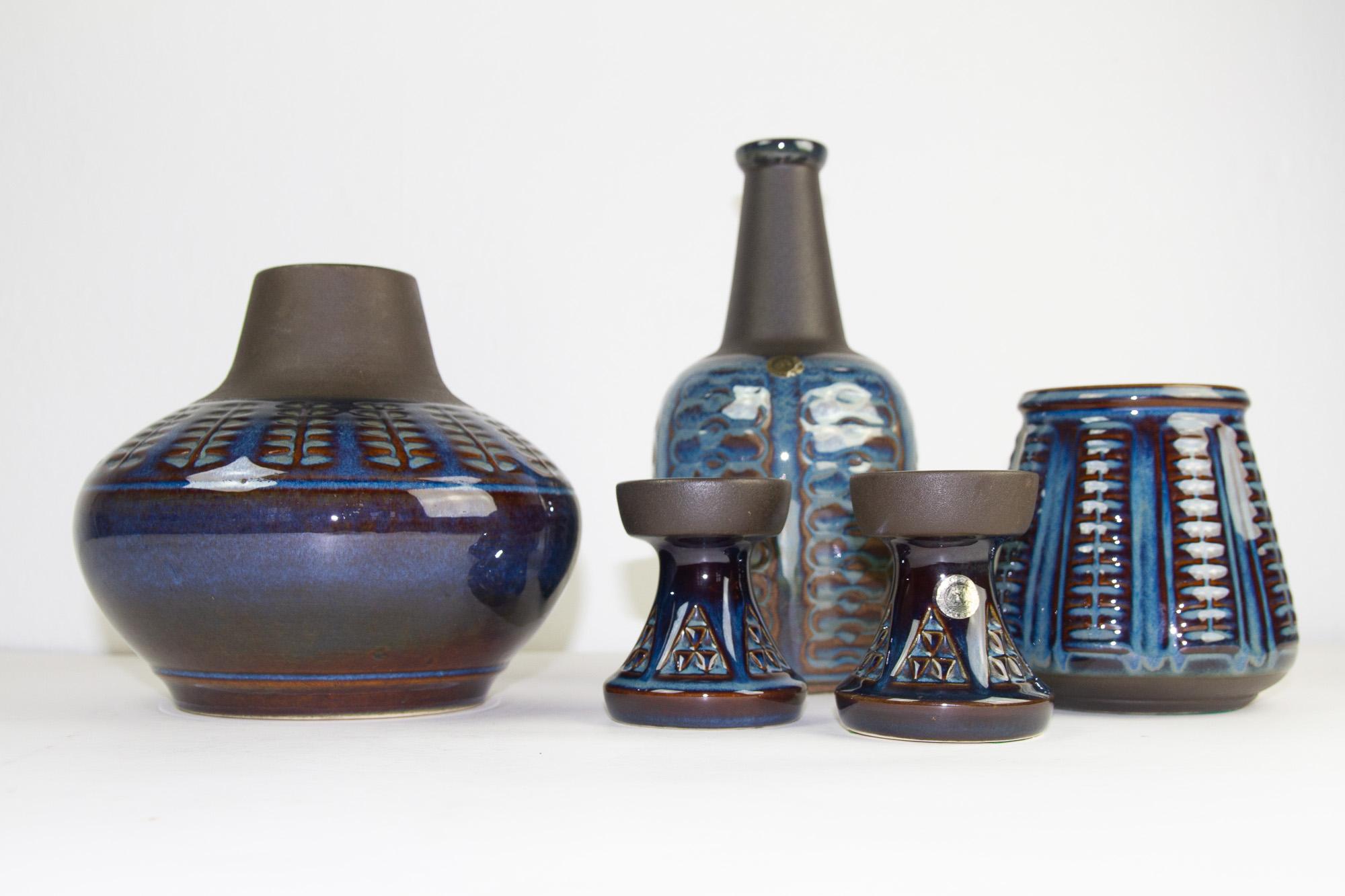 Mid-20th Century Danish Mid-Century Modern Stoneware by Søholm 1960s, Set of 5 For Sale