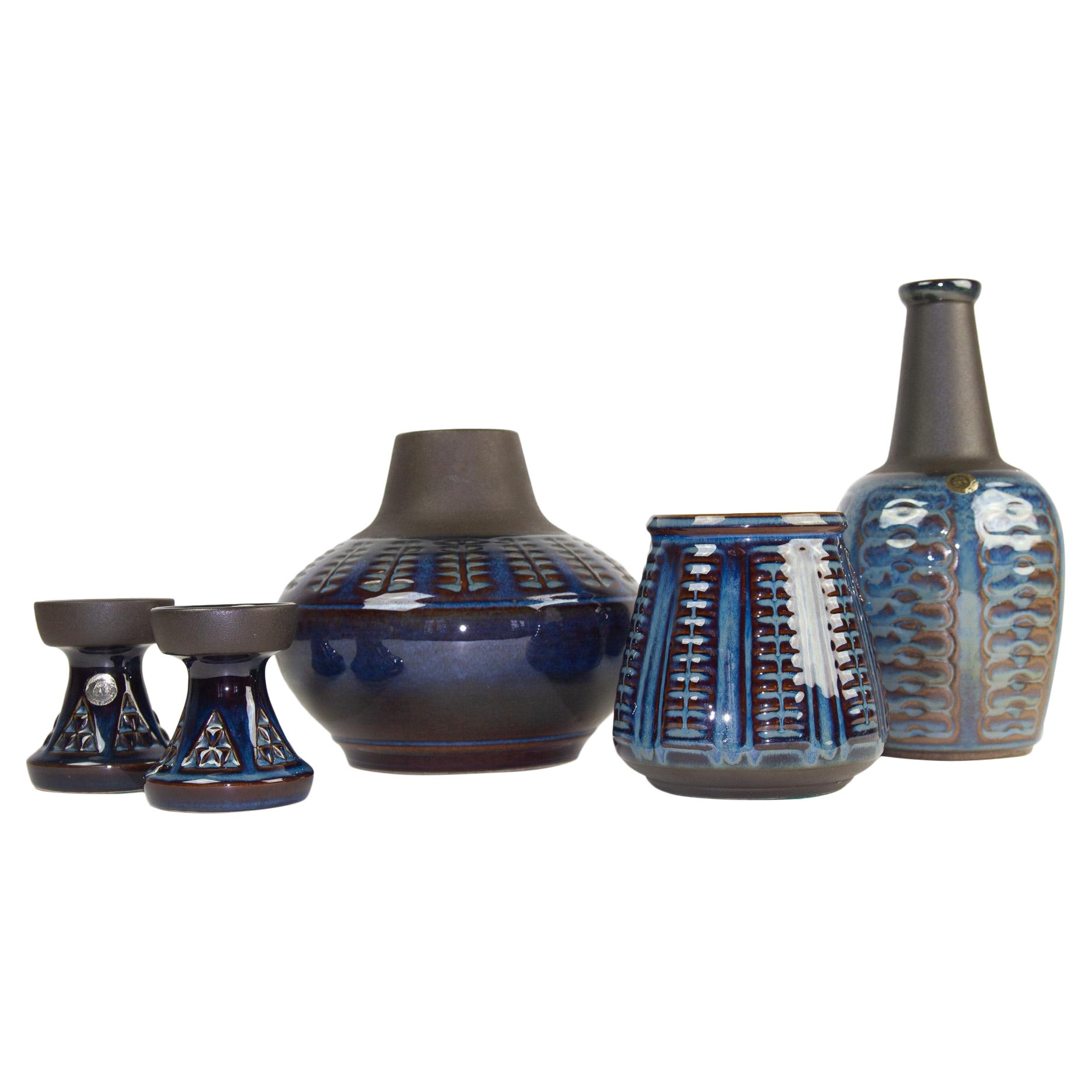 Danish Mid-Century Modern Stoneware by Søholm 1960s, Set of 5