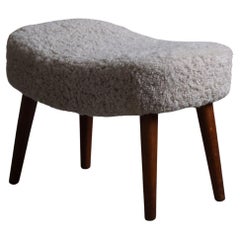 Danish Mid Century Modern, Stool in Lambswool & Teak by Madsen & Schubell, 1950s
